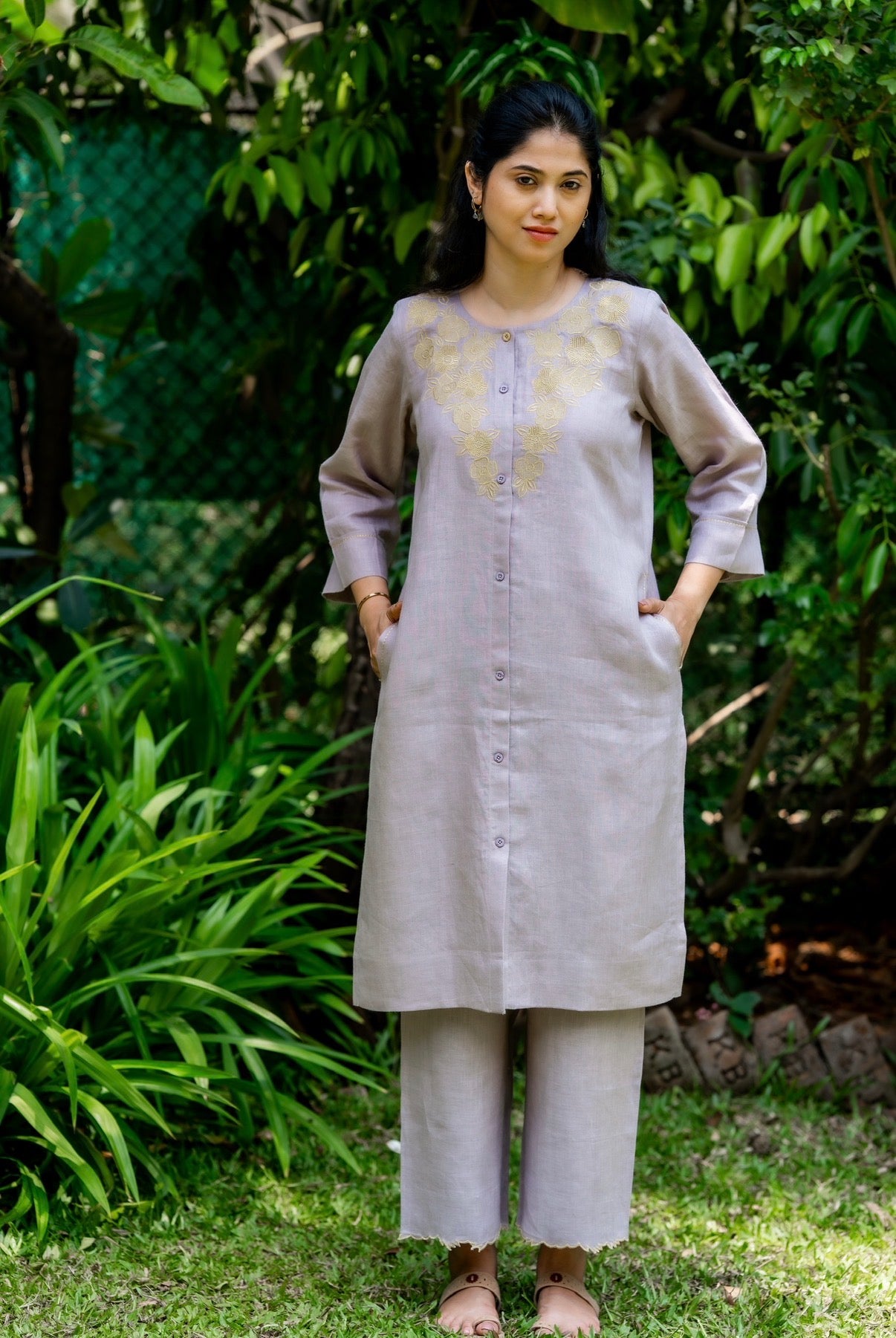Purple Pocket Linen Pair