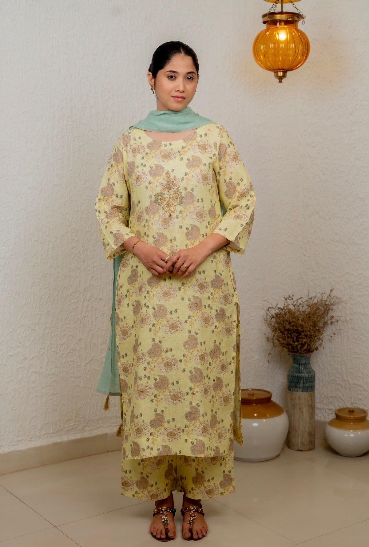 Pastel Yellow Linen Set