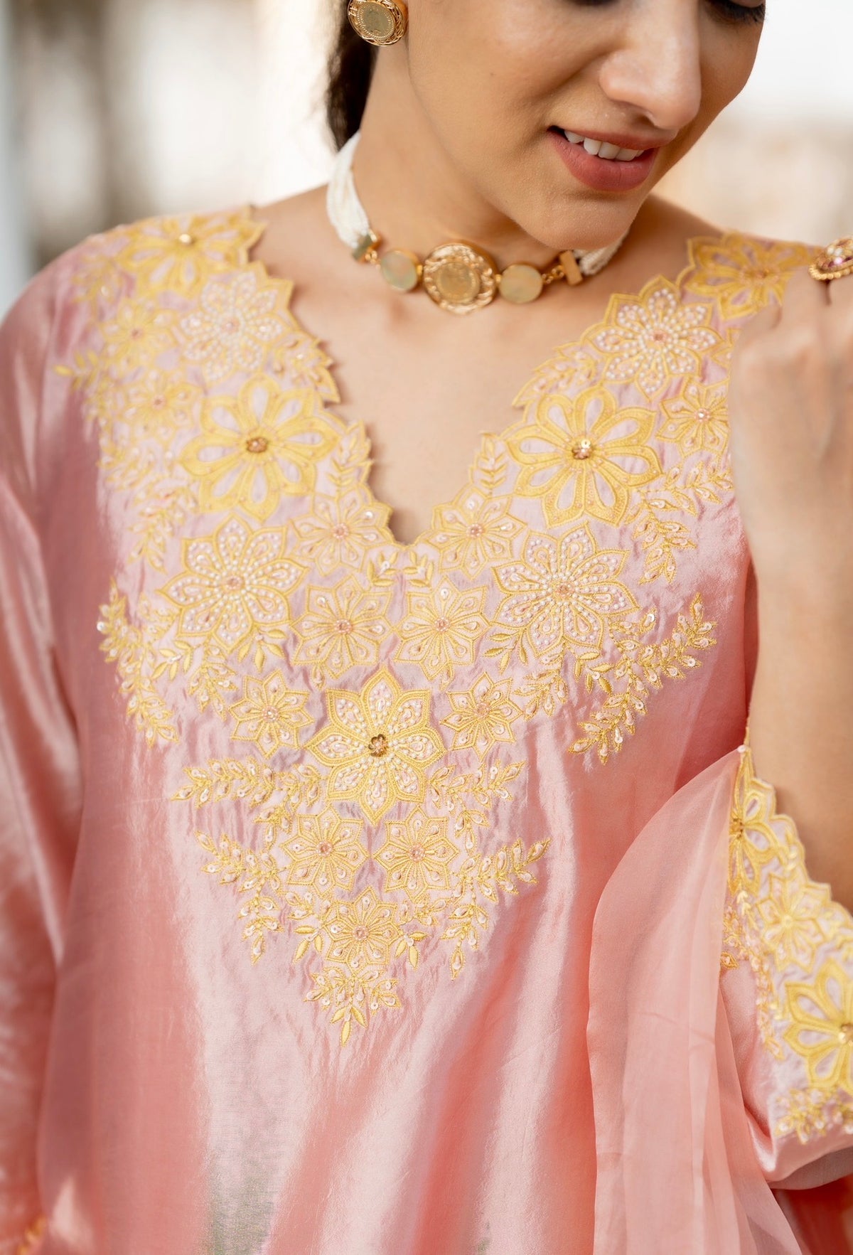 Misty Rose Pink Kora Silk Set