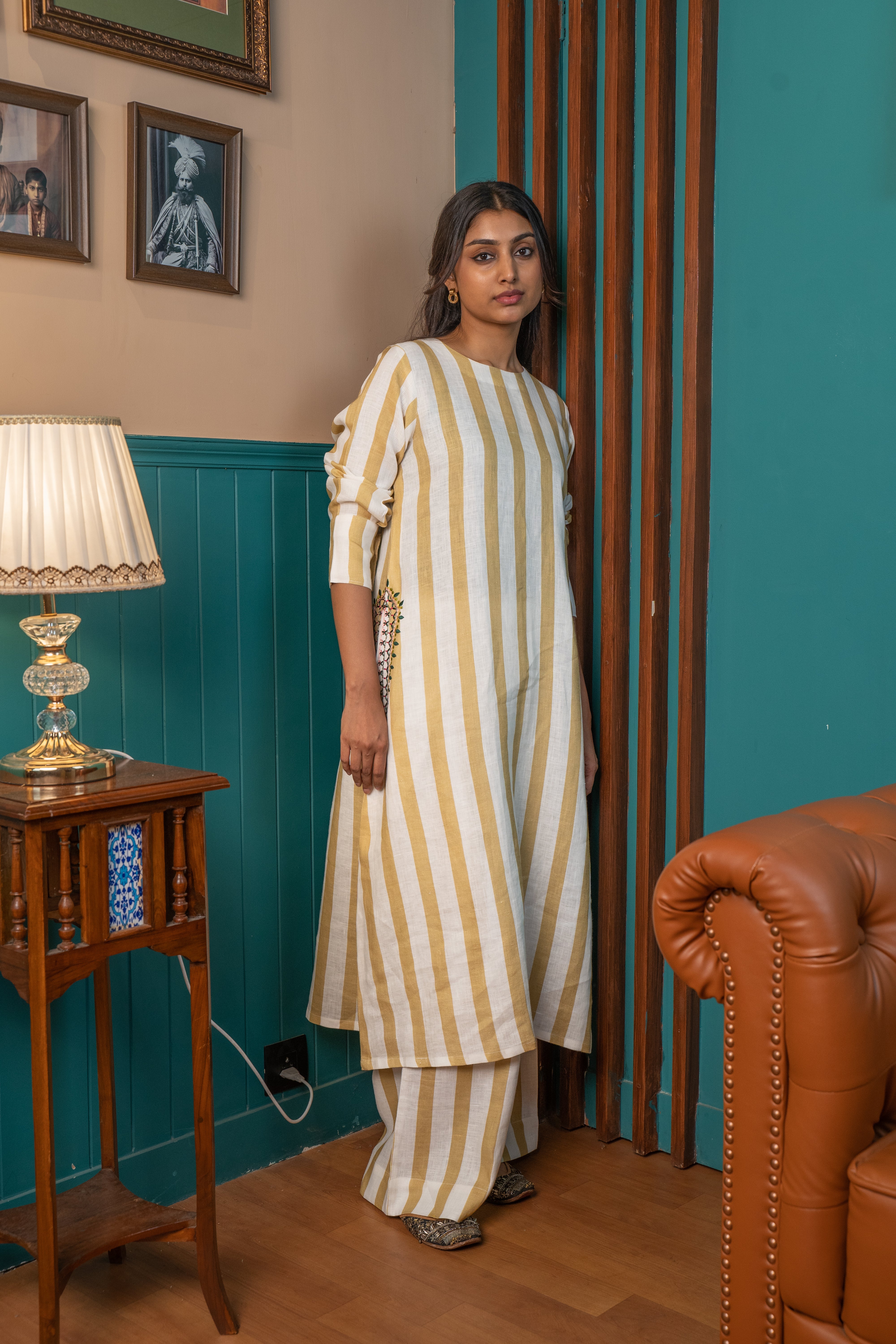 MUSTARD STRIPE LINEN PAIR