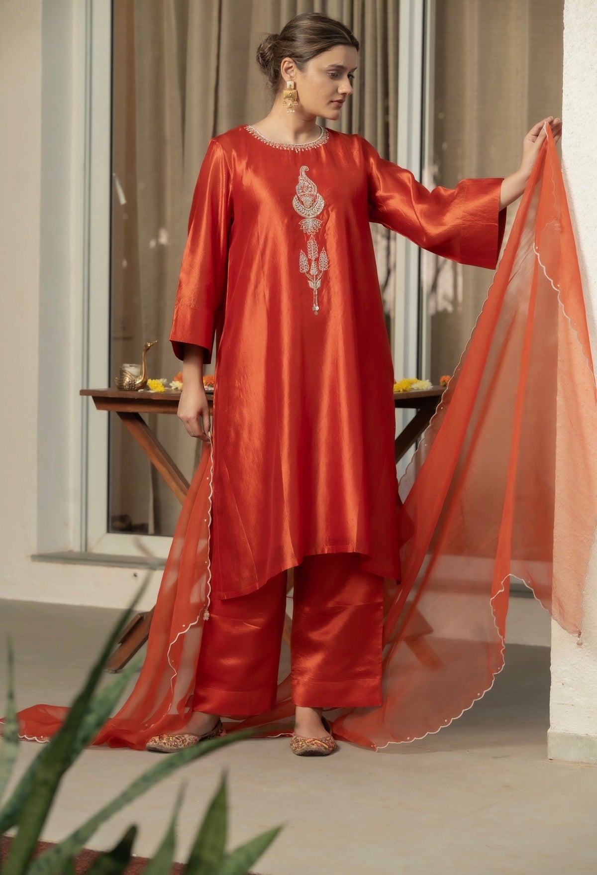 Tan Coral Kora Silk Set