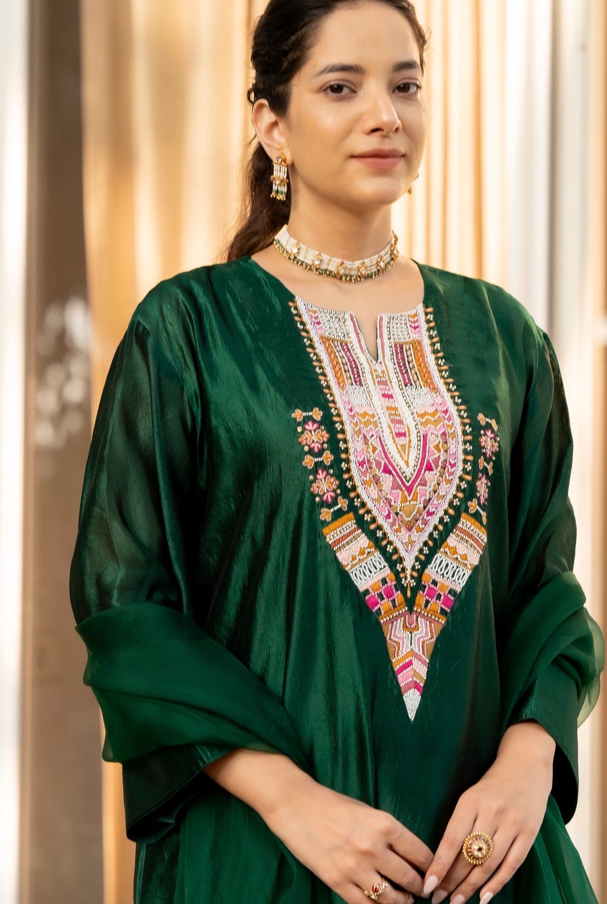 Phthalo Green Kora silk Set