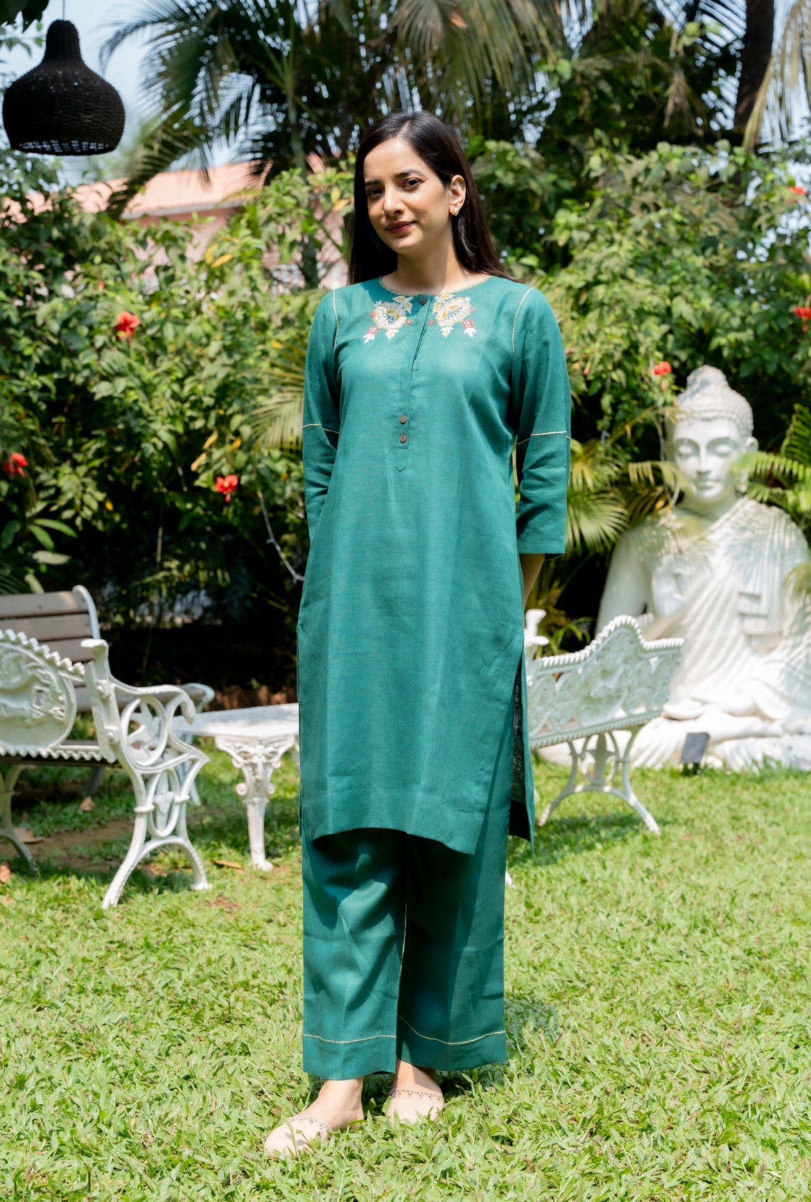 PINE GREEN LINEN PAIR