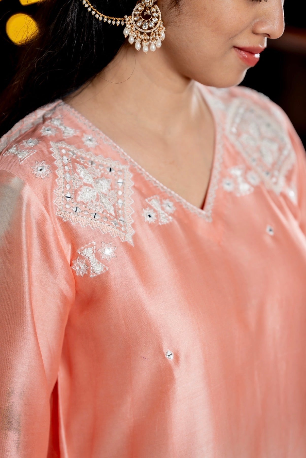 Baby Pink Chanderi Silk Set