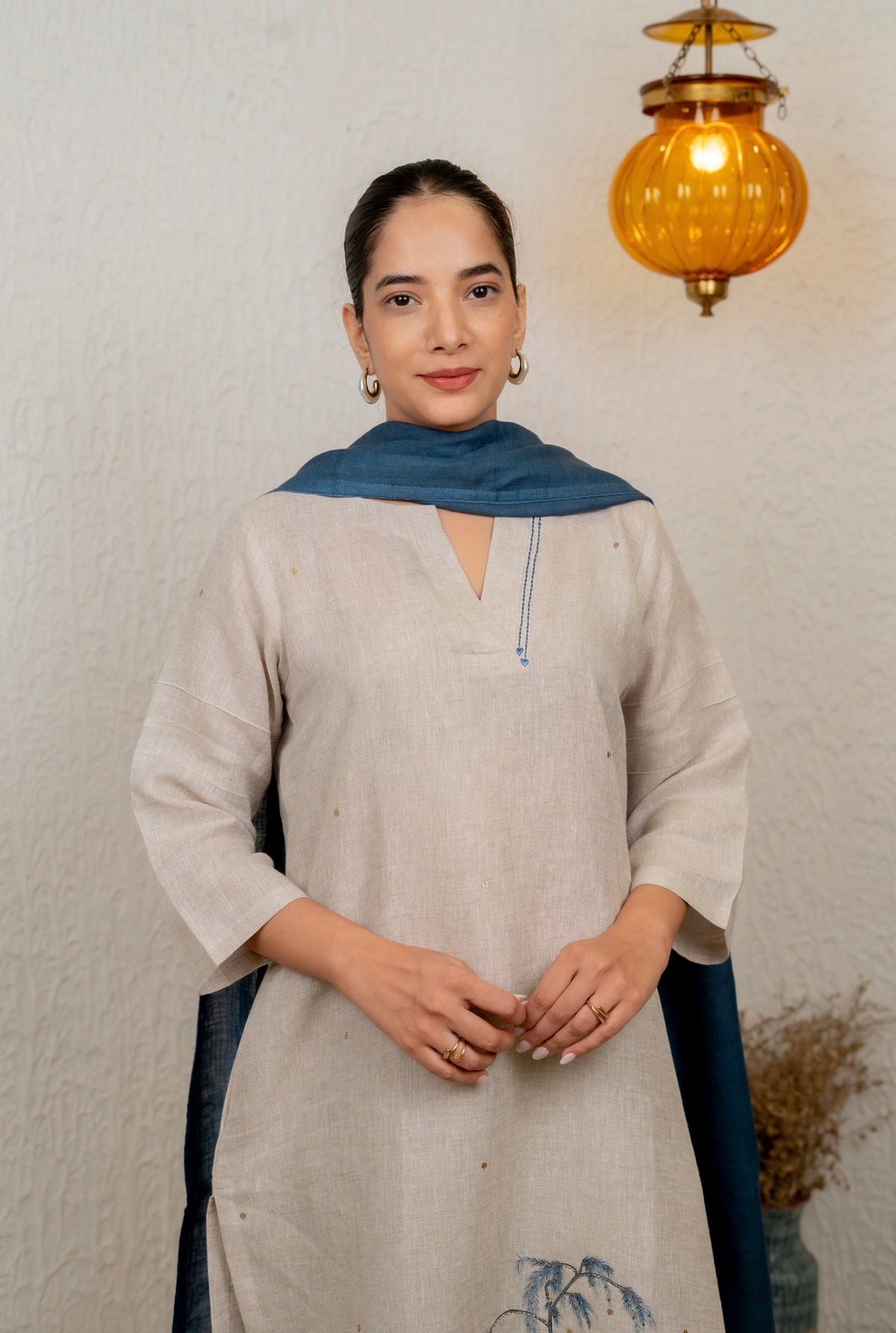 Natural Indigo Linen Set