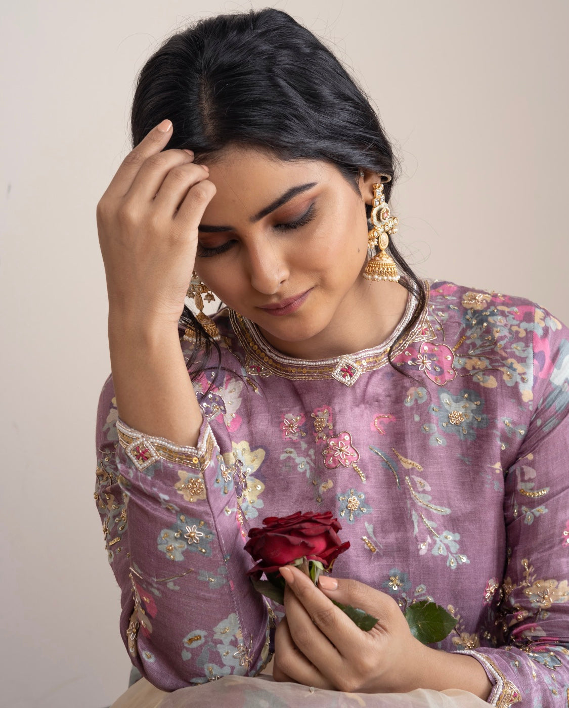 Twilight lavender Silk Suit Set - Siara Women