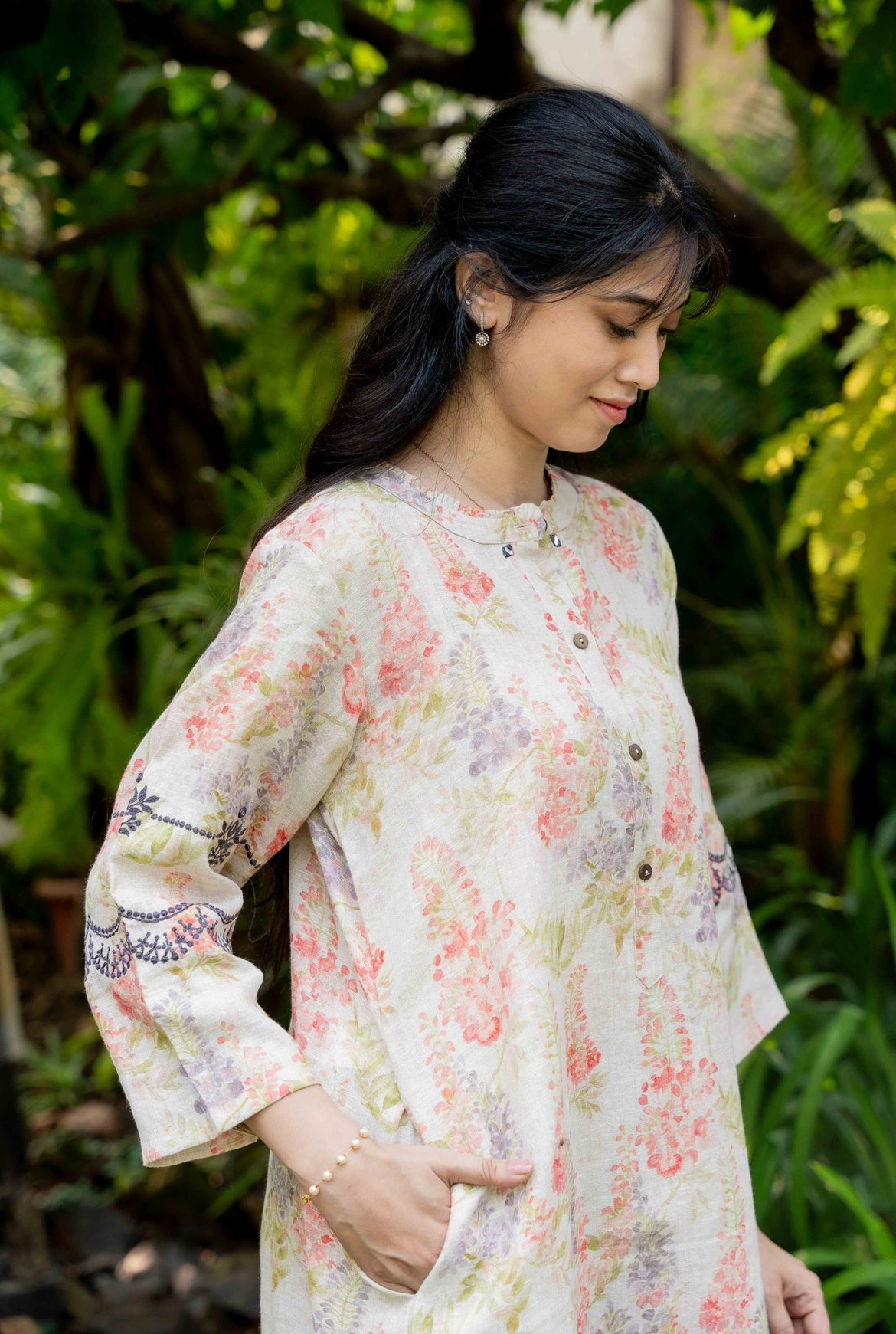 NATURAL FLORAL LINEN PAIR