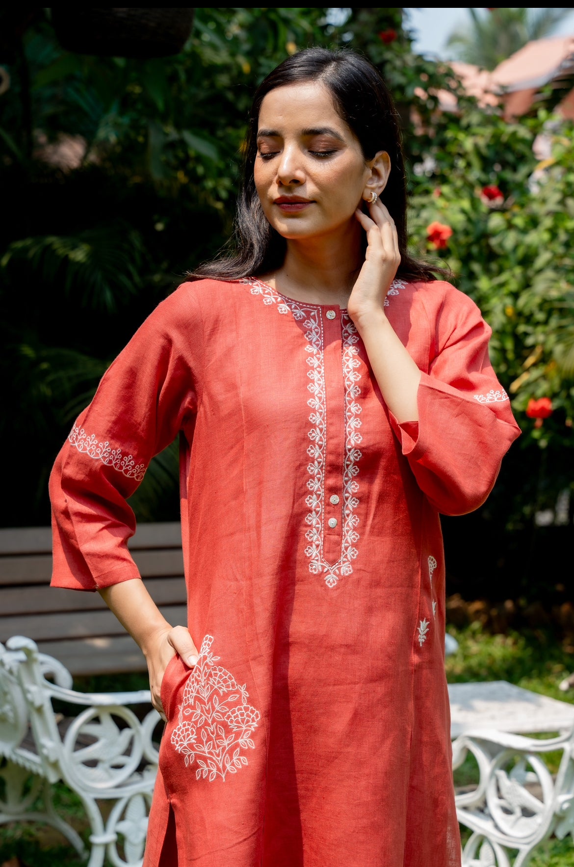 BRICK RED LINEN PAIR