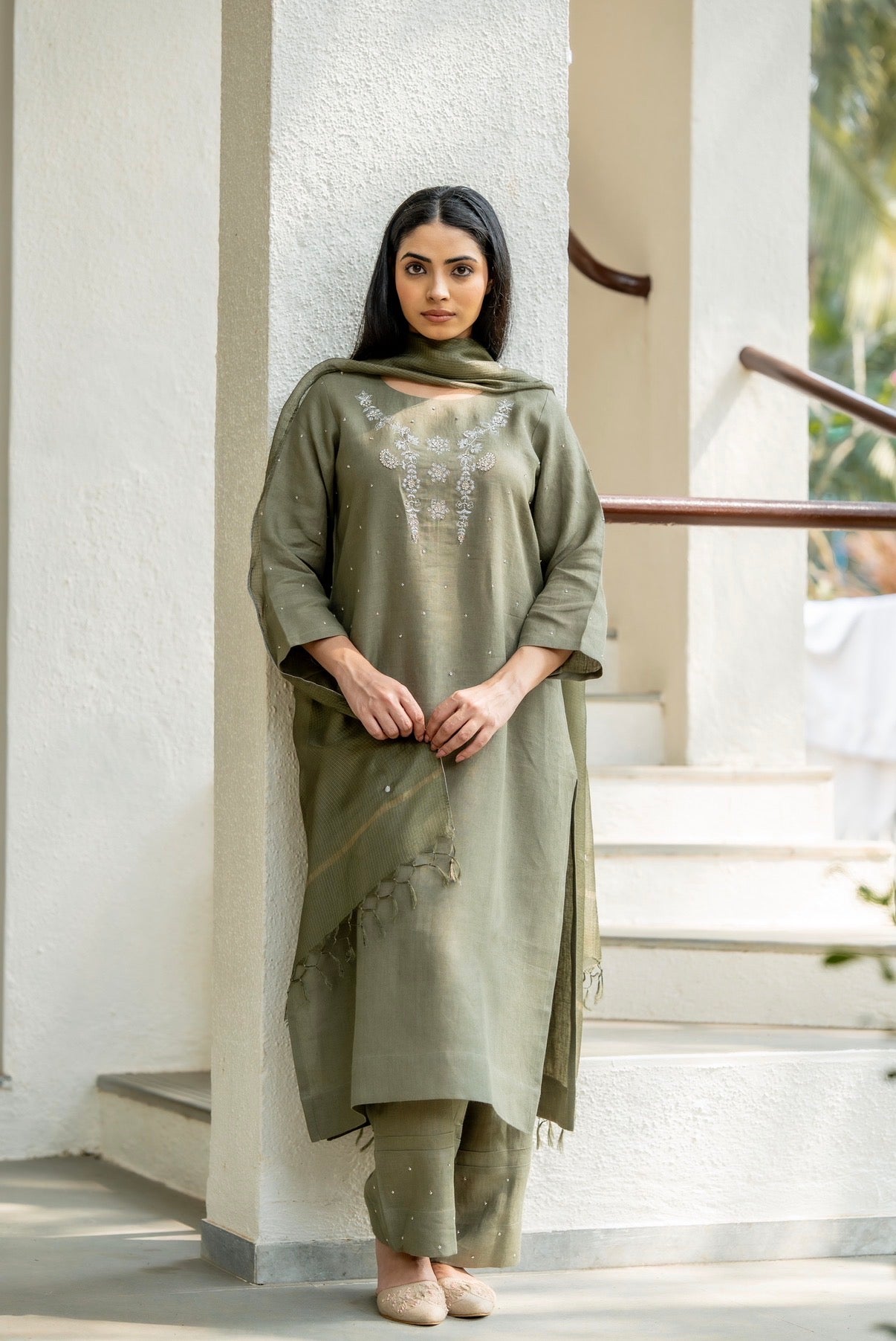 Olive Green Linen Set