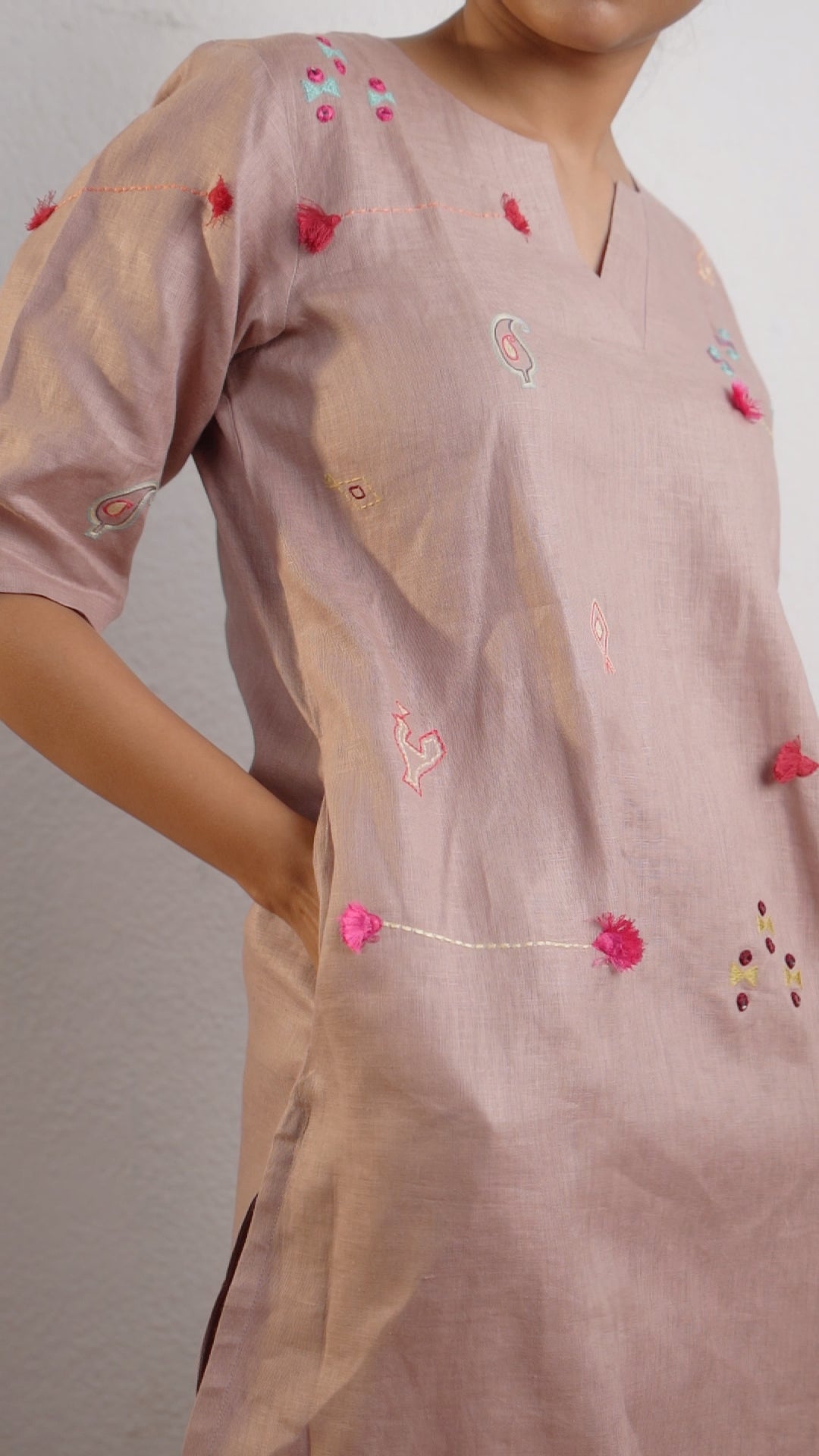 ROSE TAUPE LINEN KURTA PANT