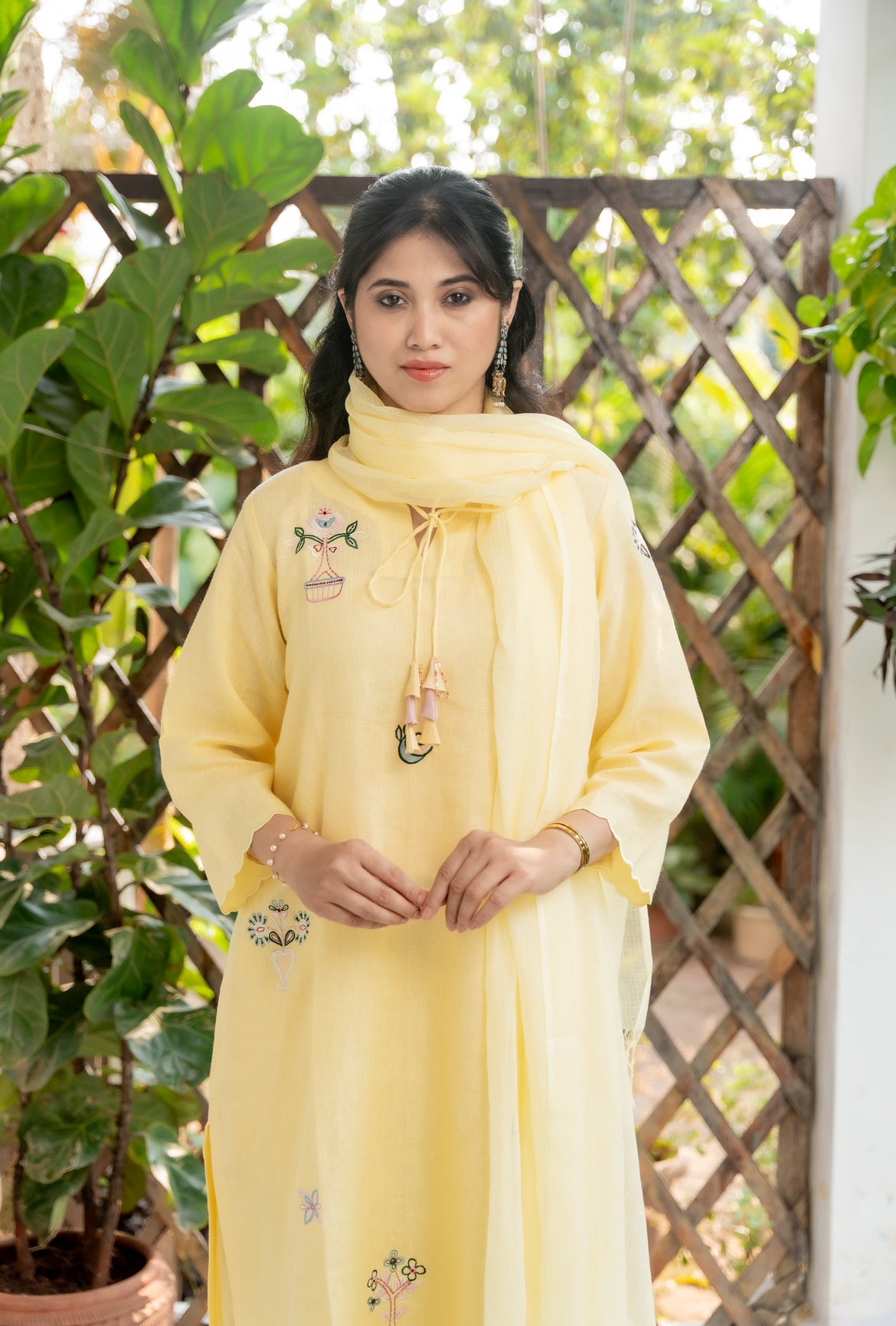 Macaroon Lime Linen Kurta Set