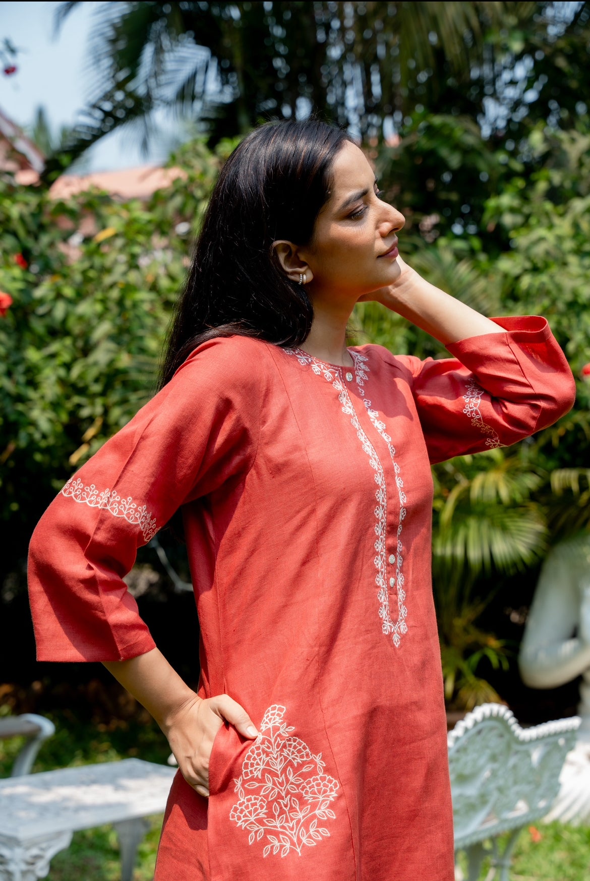 BRICK RED LINEN PAIR