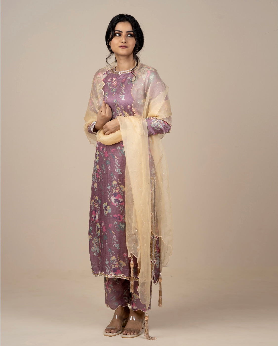 Twilight lavender Silk Suit Set - Siara Women