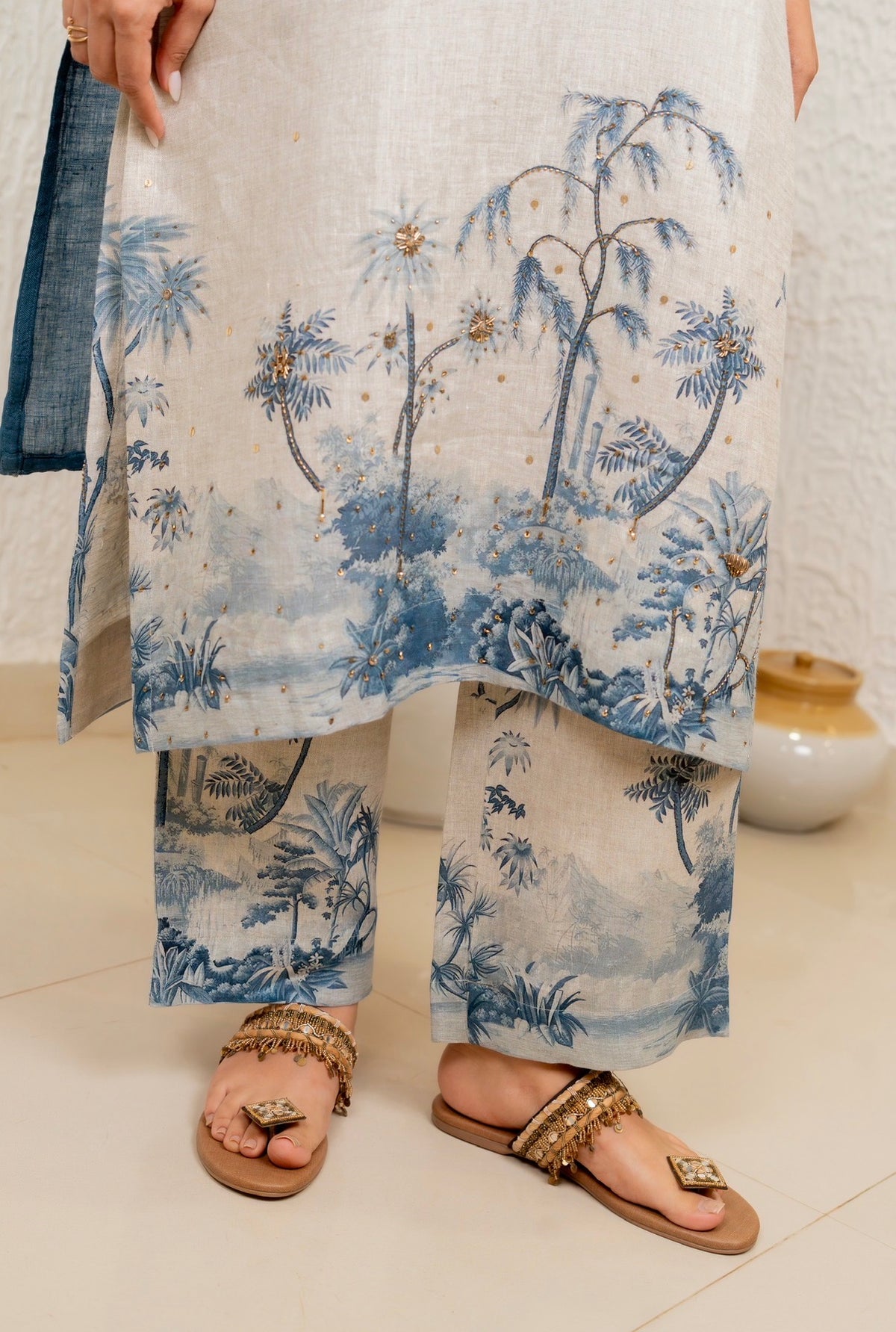 Natural Indigo Linen Set