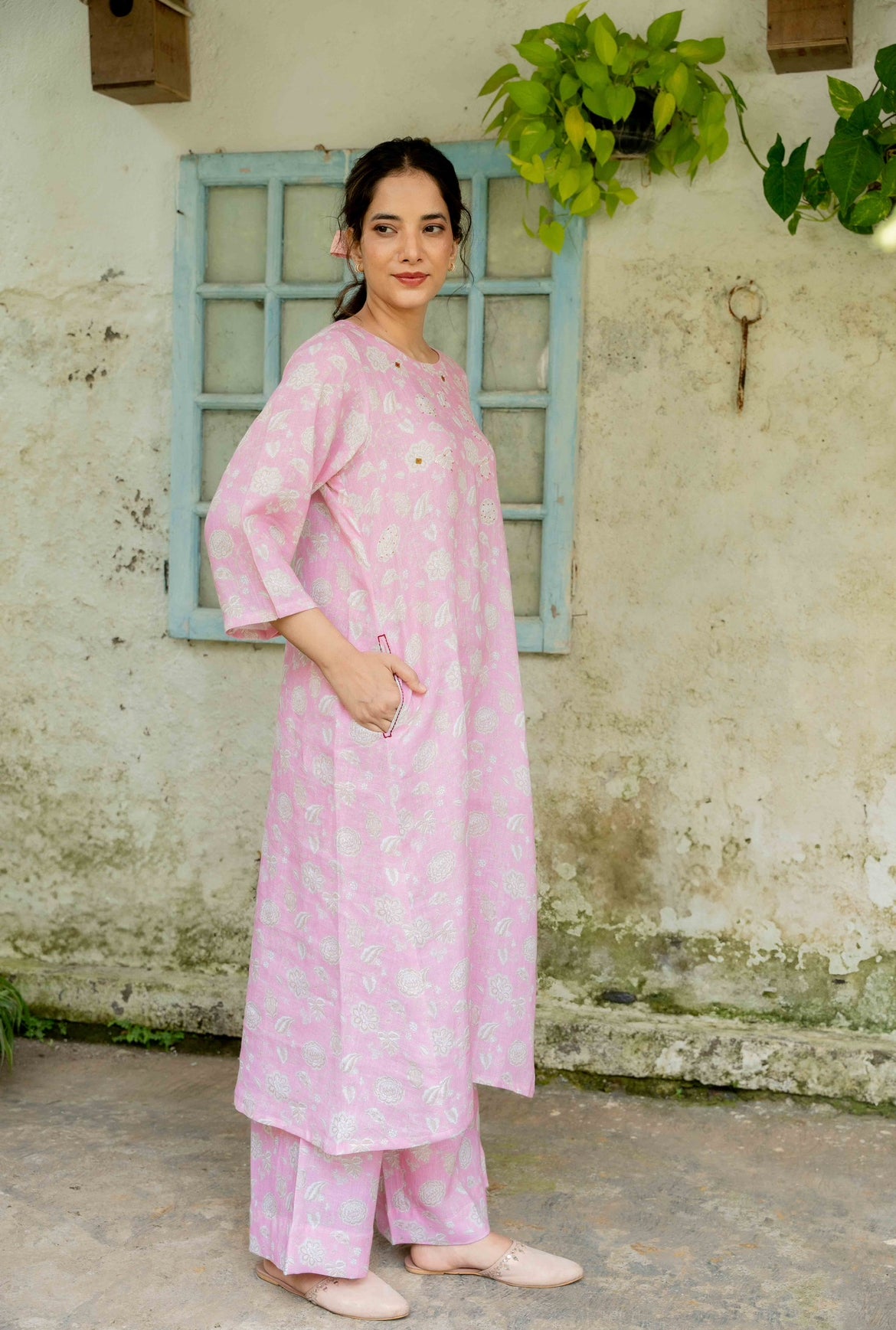 LIBERTY PINK FLORAL LINEN PAIR