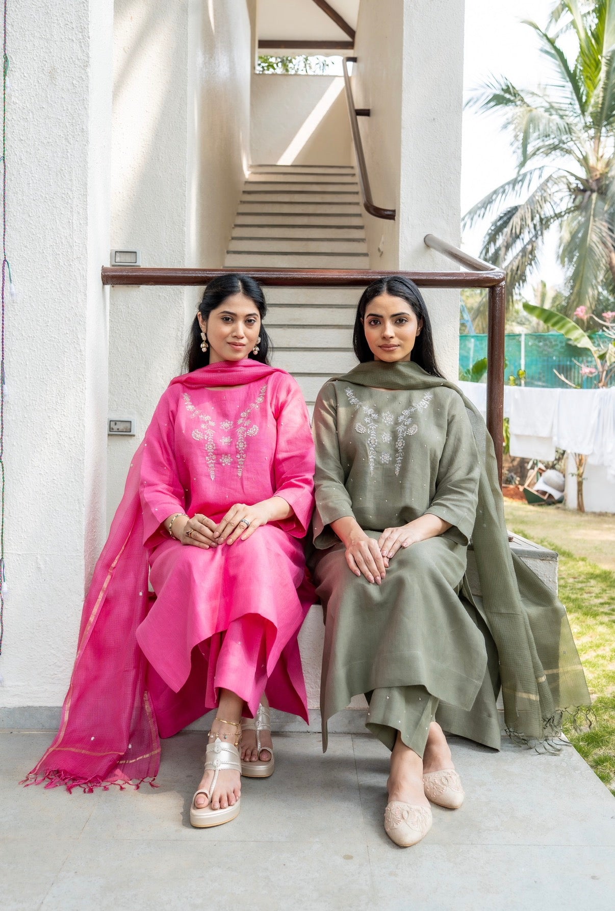 Olive Green Linen Set