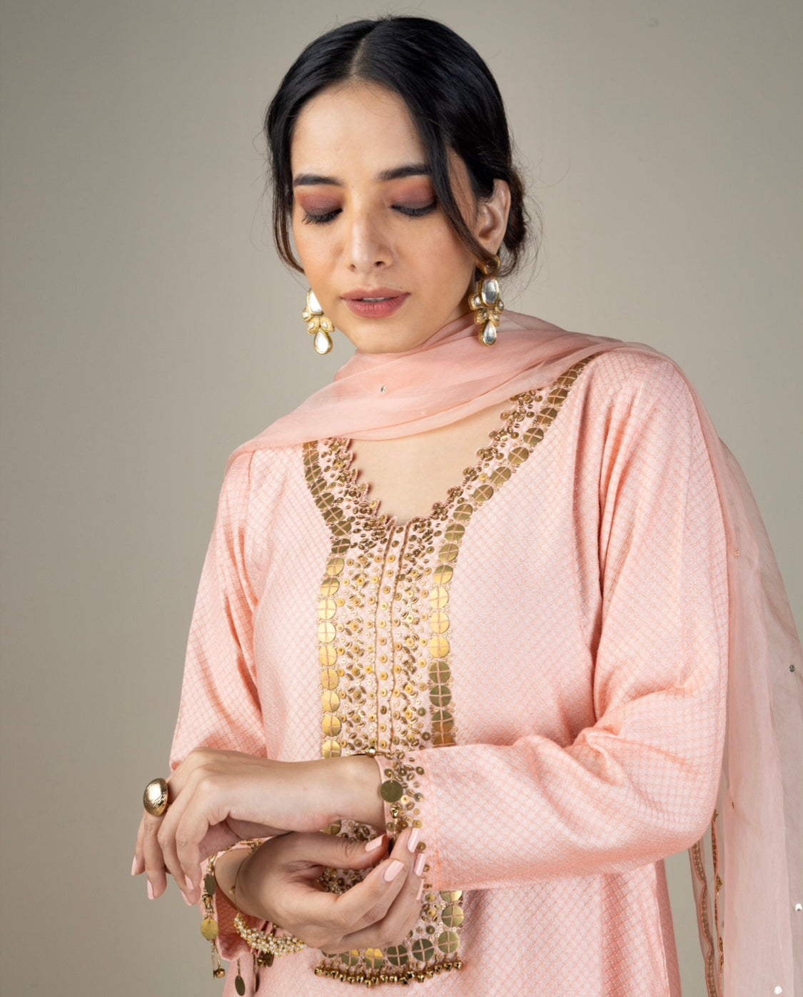 Pastel Pink Chanderi Silk Suit - Siara Women