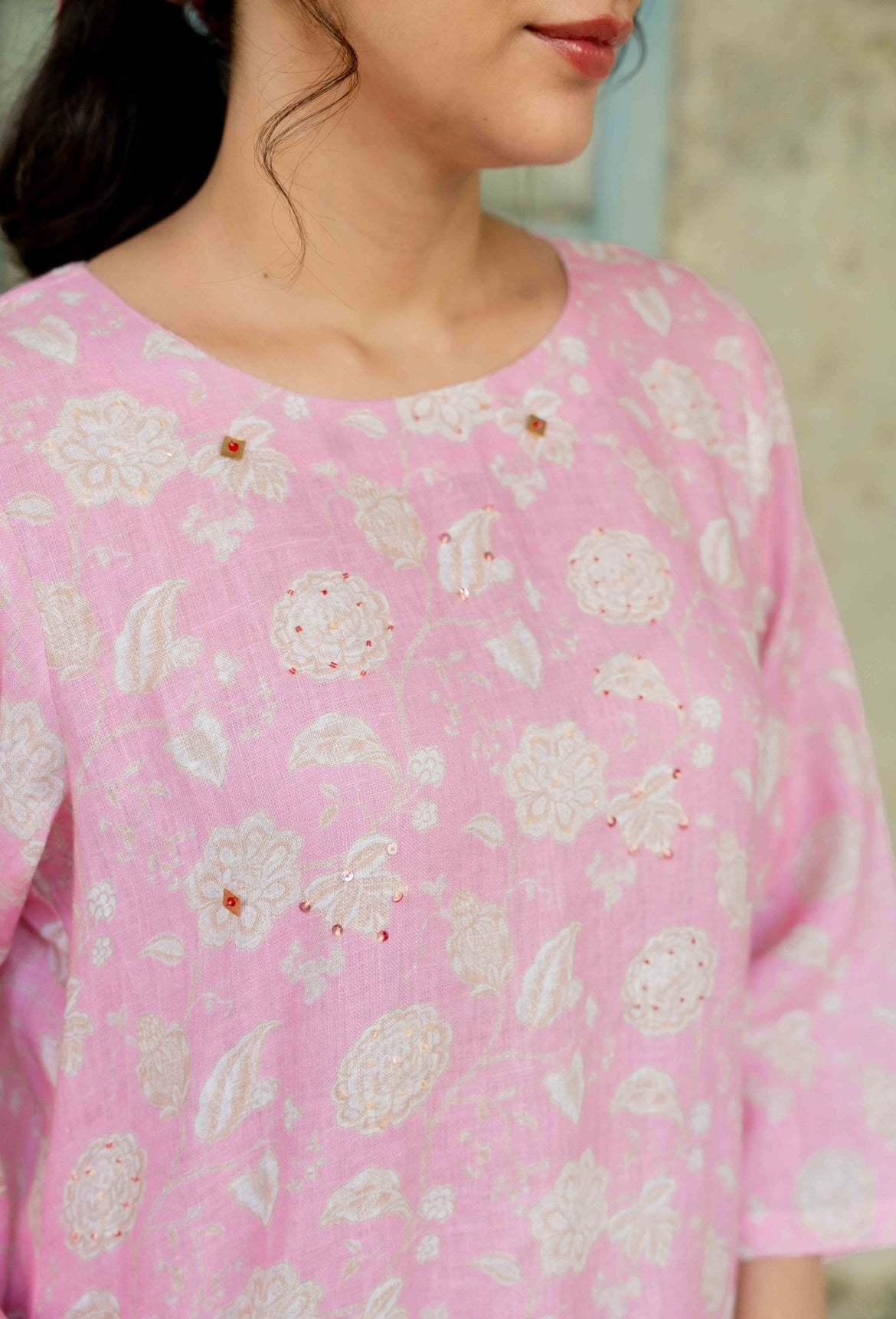 LIBERTY PINK FLORAL LINEN PAIR