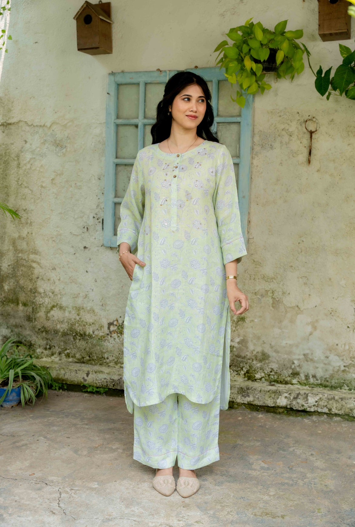 SEAFORM GREEN LINEN PAIR