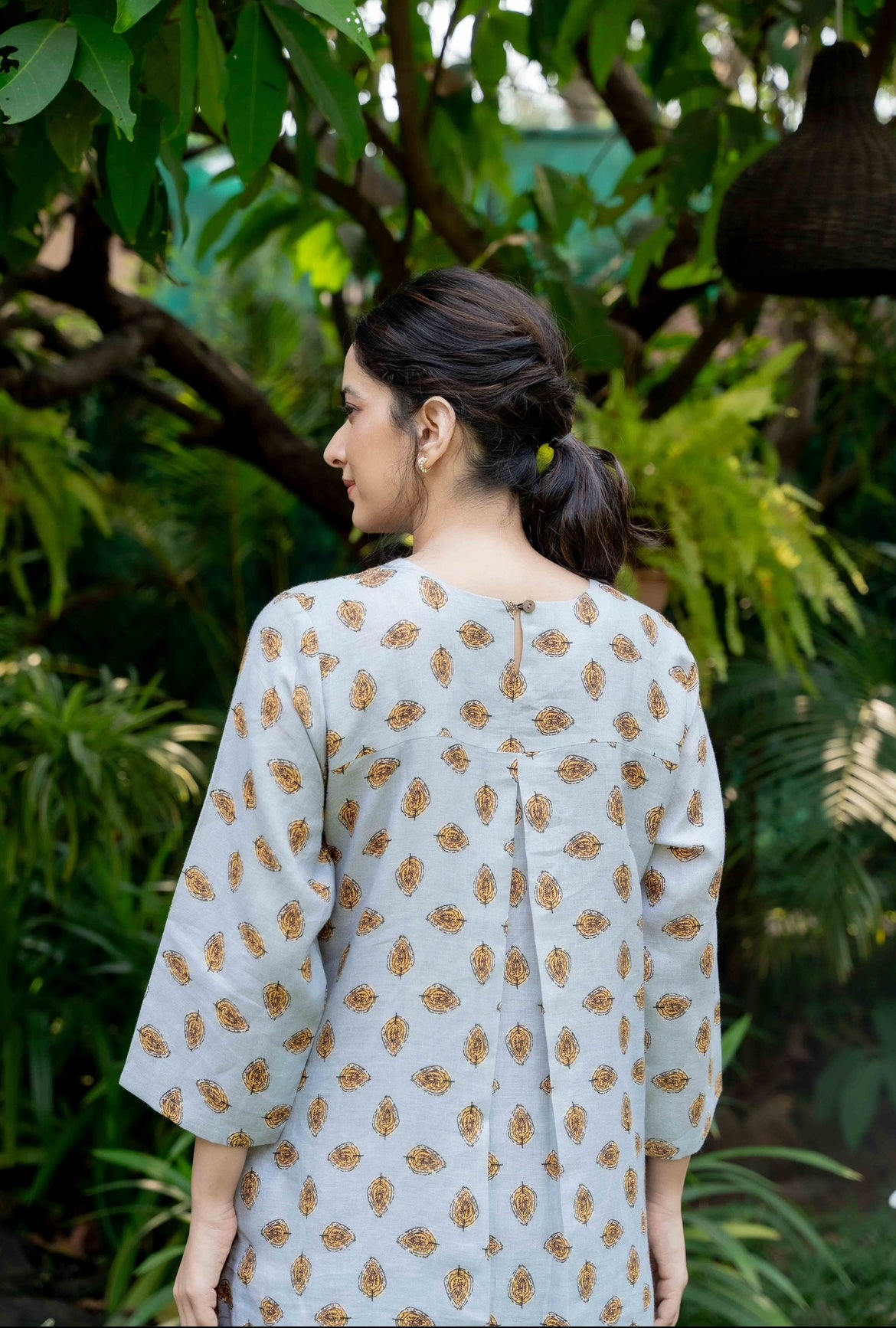 SEAL GREY PRINTED LINEN PAIR