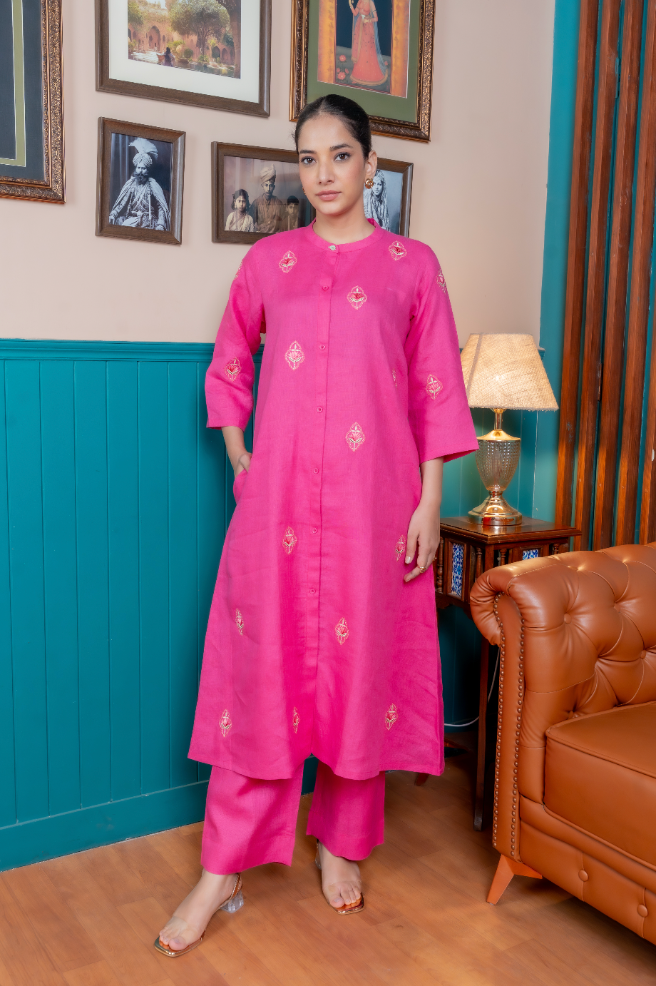 Magenta Pink Linen Pair