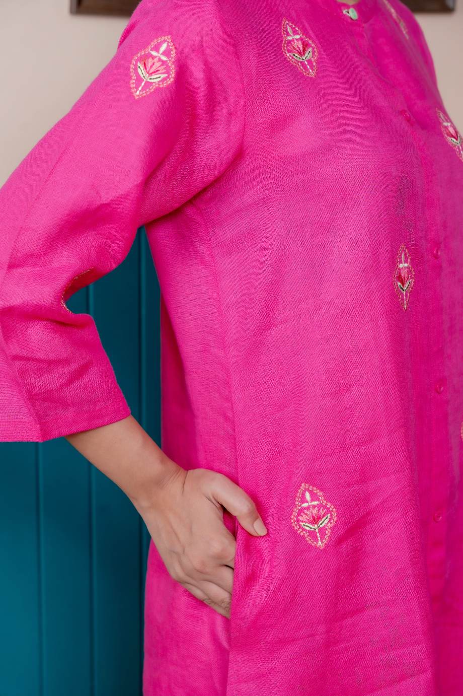 Magenta Pink Linen Pair