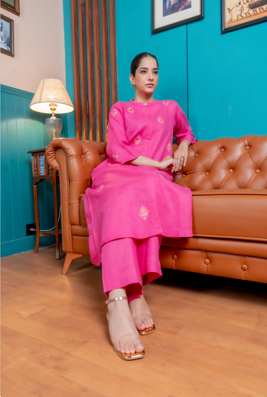 Magenta Pink Linen Pair