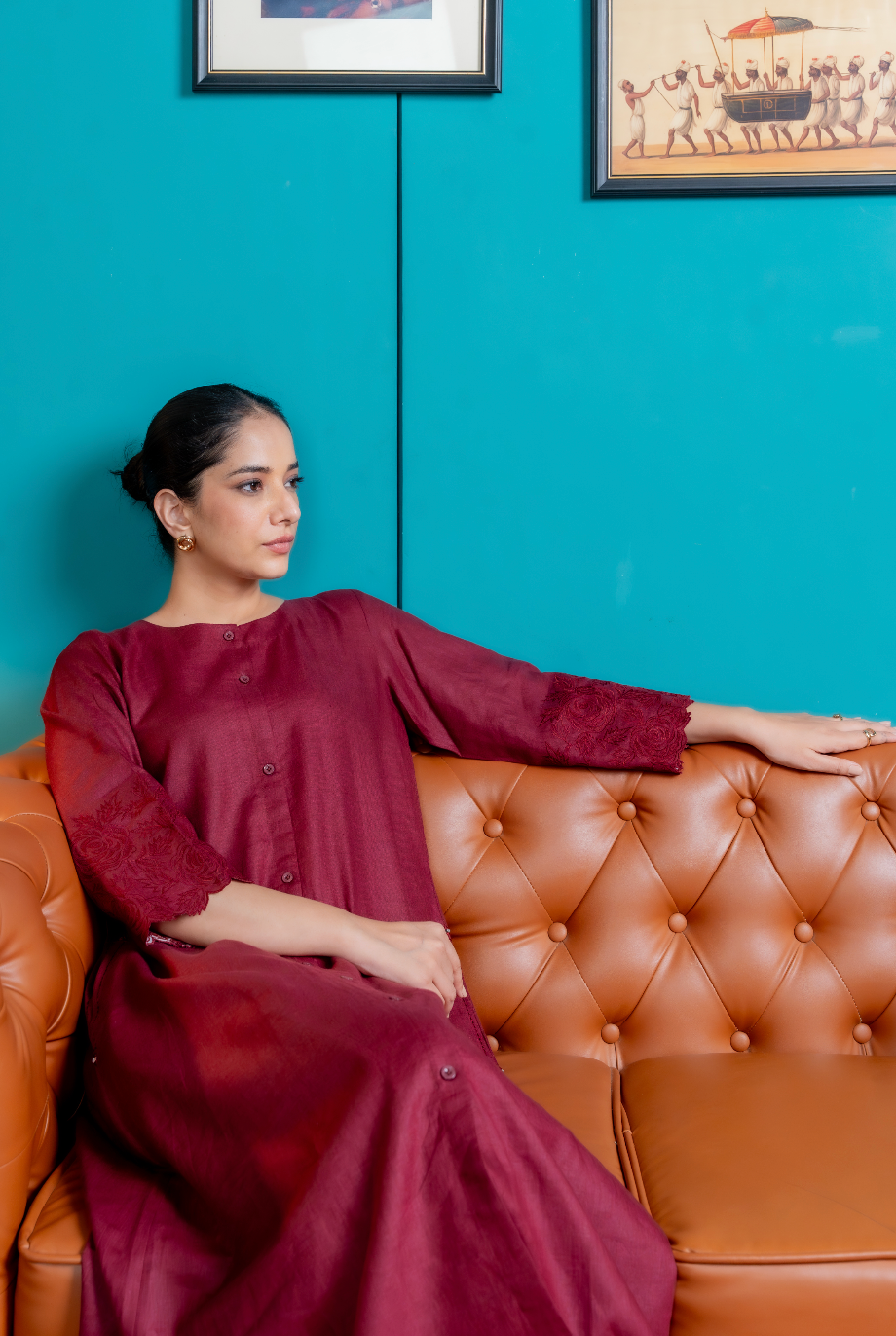 Maroon Rose Linen Pair