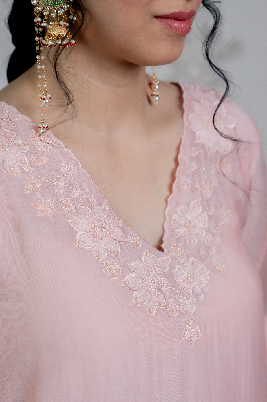 Rose Pink Chanderi Suit Set