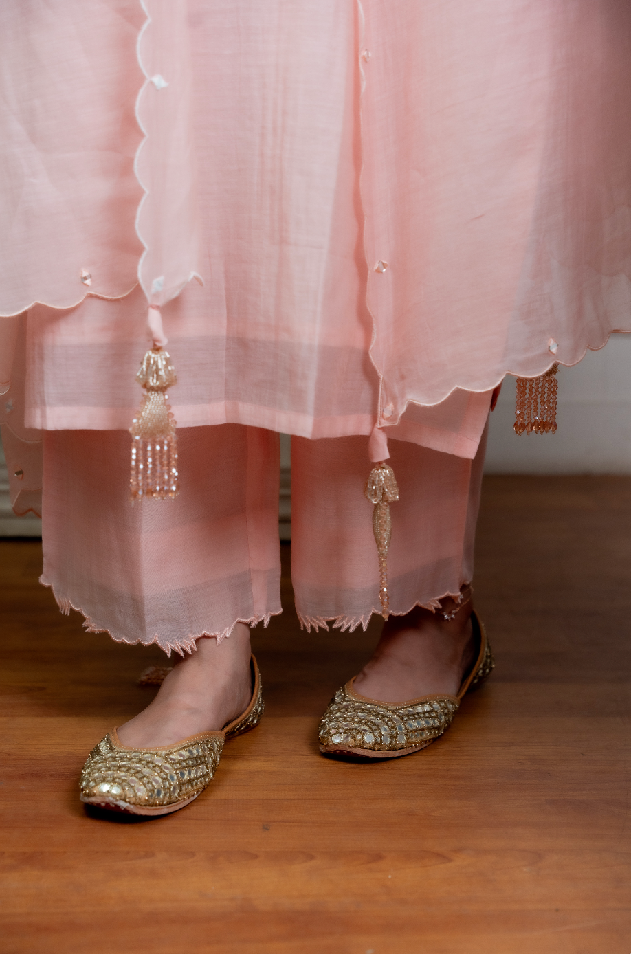 Rose Pink Chanderi Suit Set