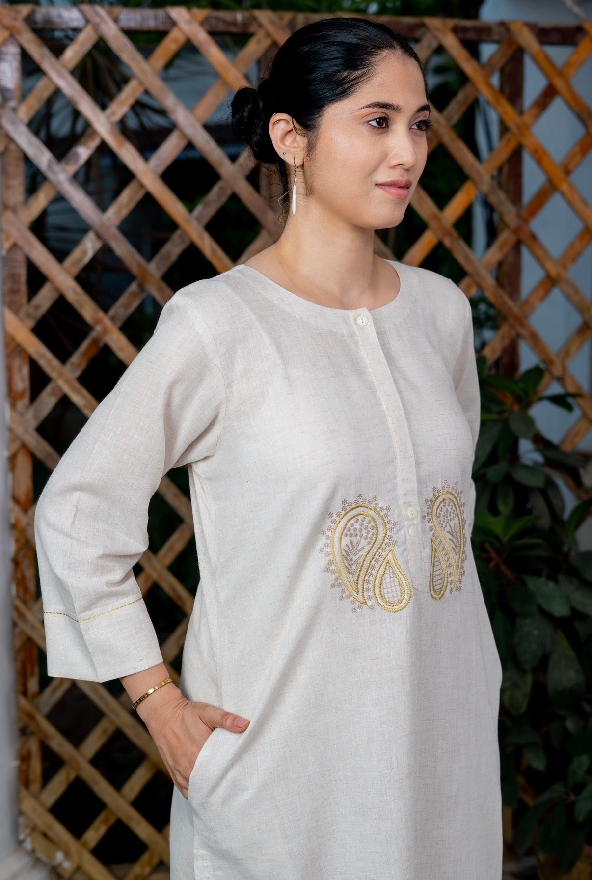 Bone Cream Kurta Set