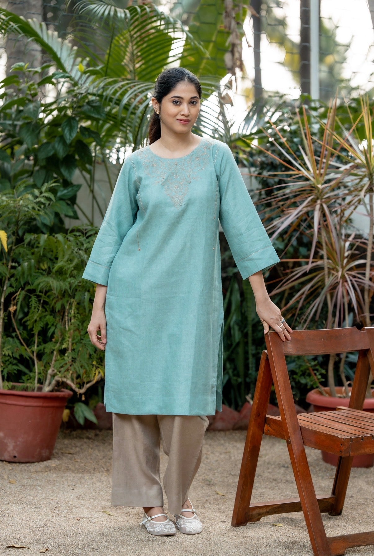 Seagreen Beige Linen Pair