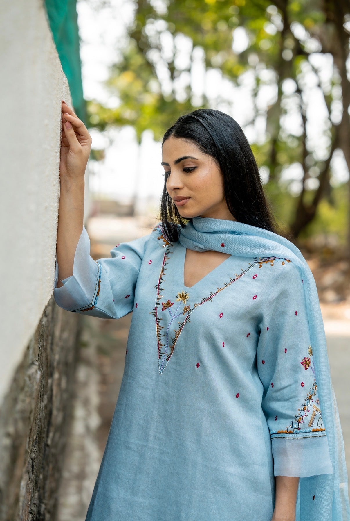 Blossom Blue Linen Set