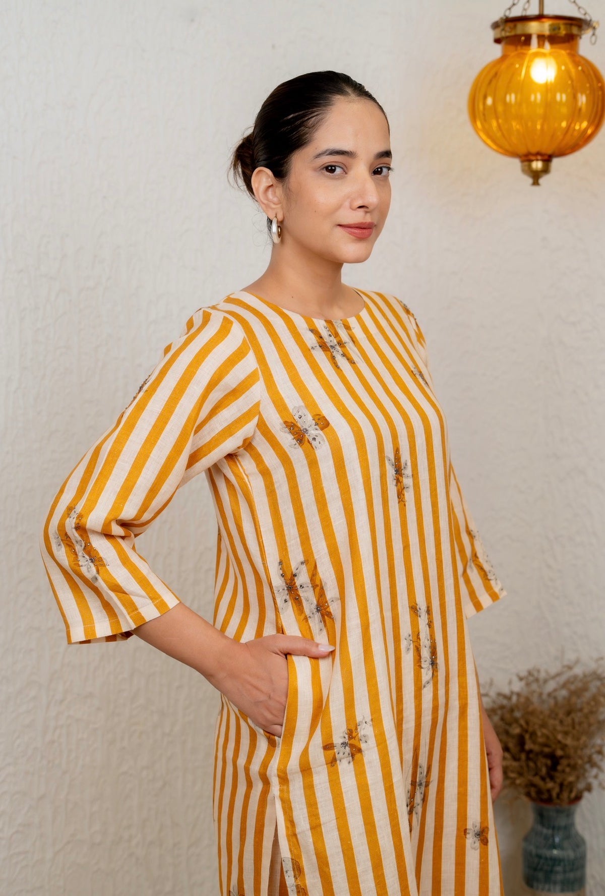 Stripe Tribe Mustard Linen Pair