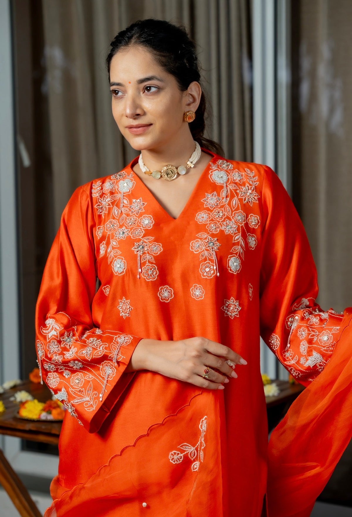 Tangerine Orange Kora Silk Set