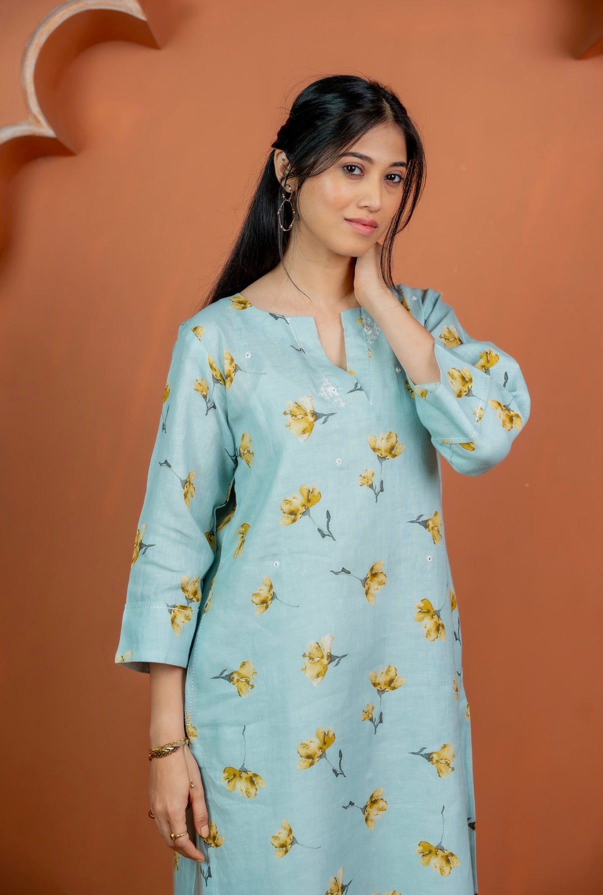 Teal Blue Linen Pair