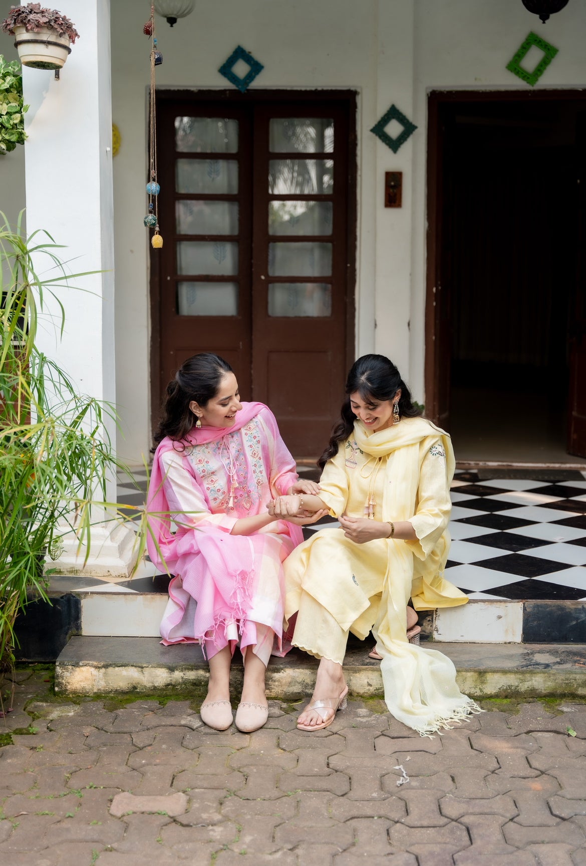 Cherry Blossom Linen Kurta Set