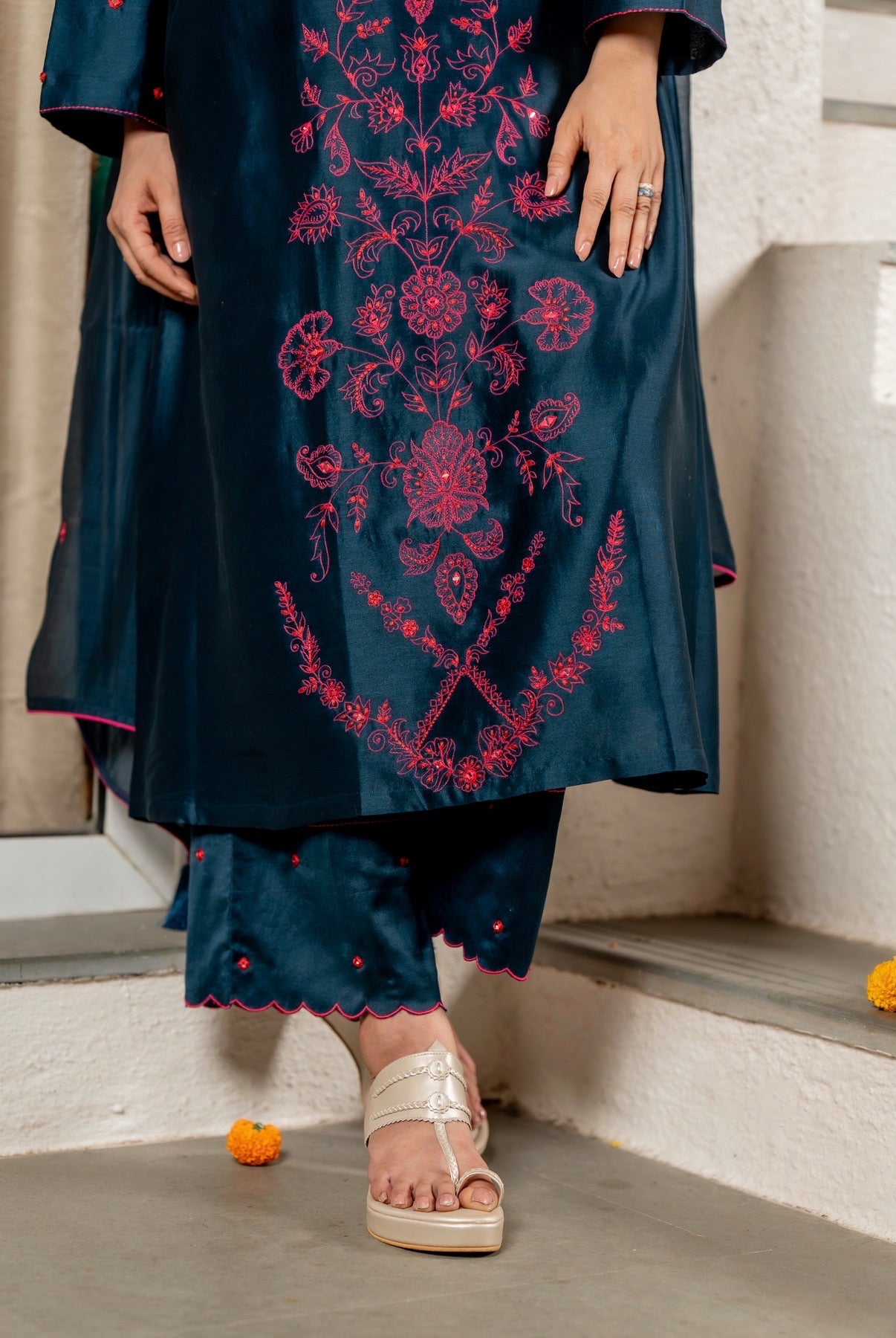 Ocean Blue Chanderi Silk Set