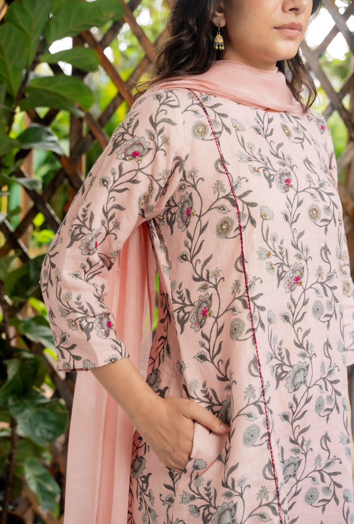 PINK ROSE LINEN SET