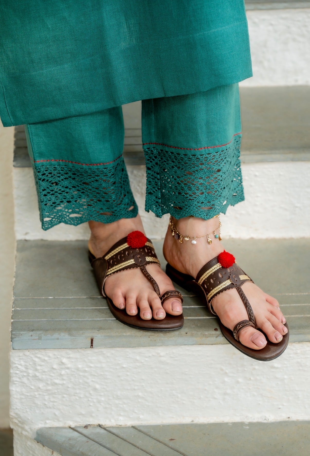 Teal Green Linen Pair