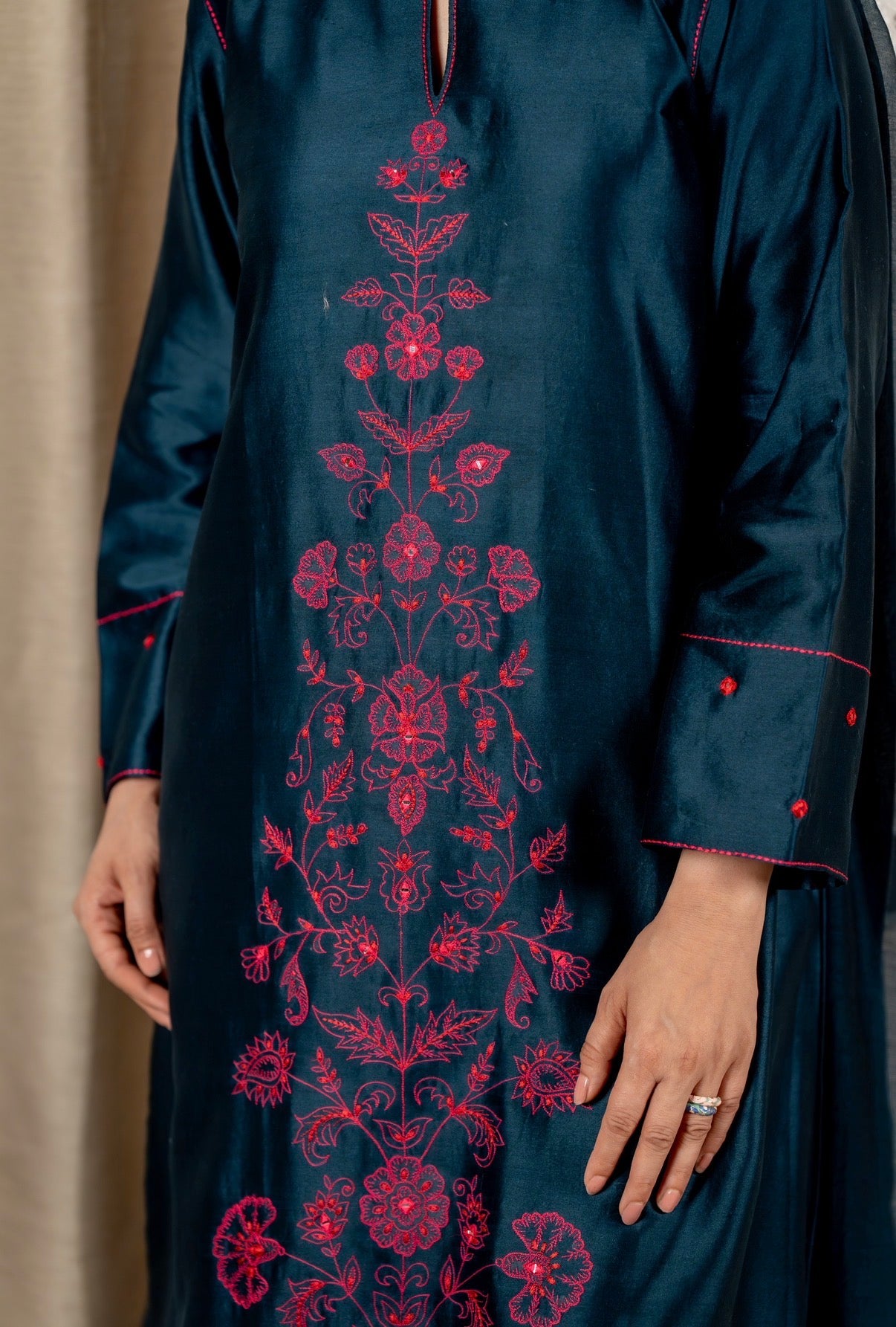 Ocean Blue Chanderi Silk Set