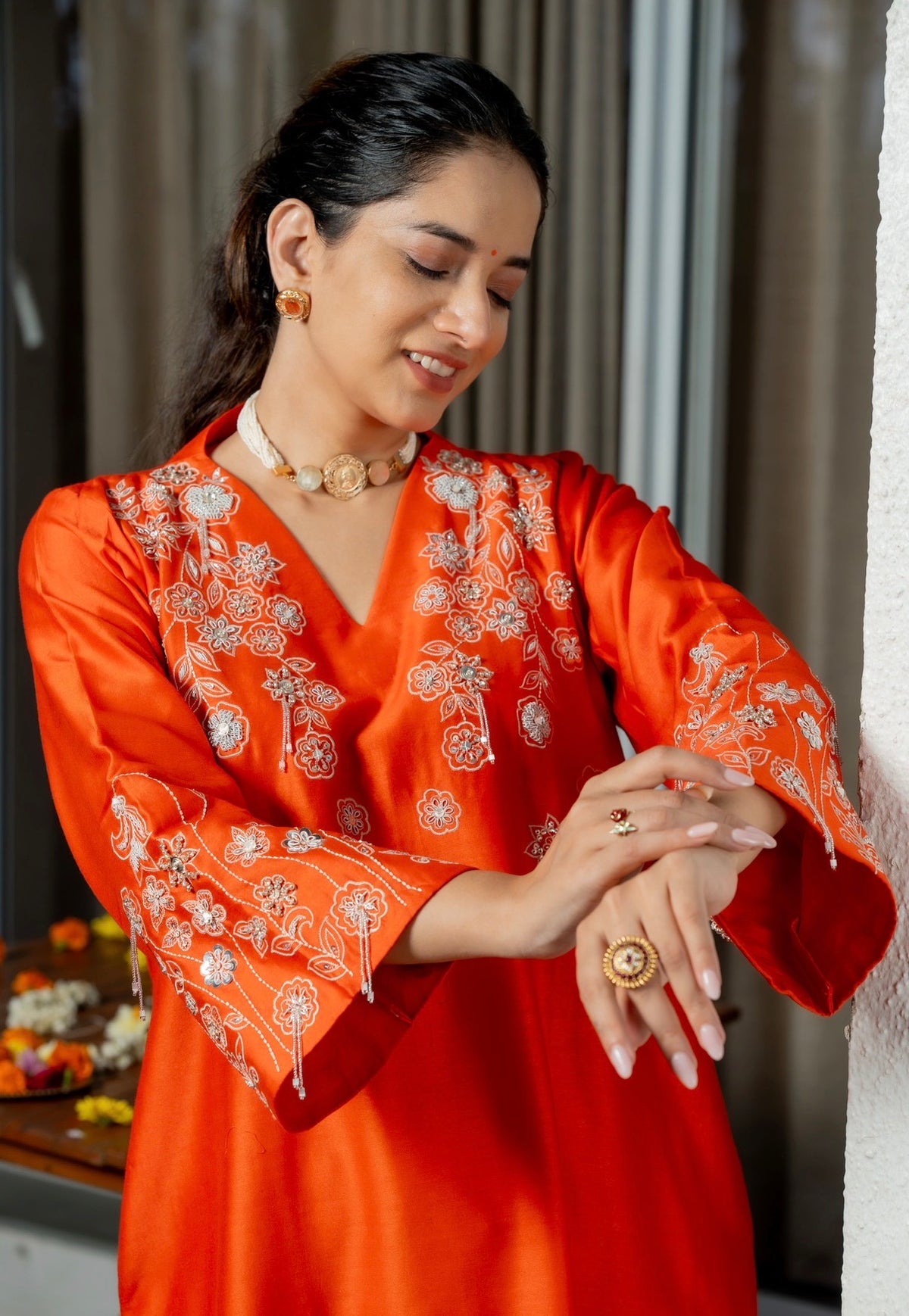 Tangerine Orange Kora Silk Set