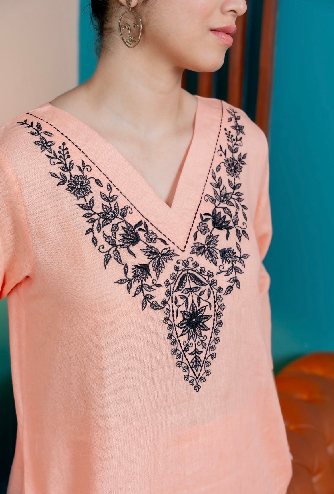 Creamy Peach Linen Pair