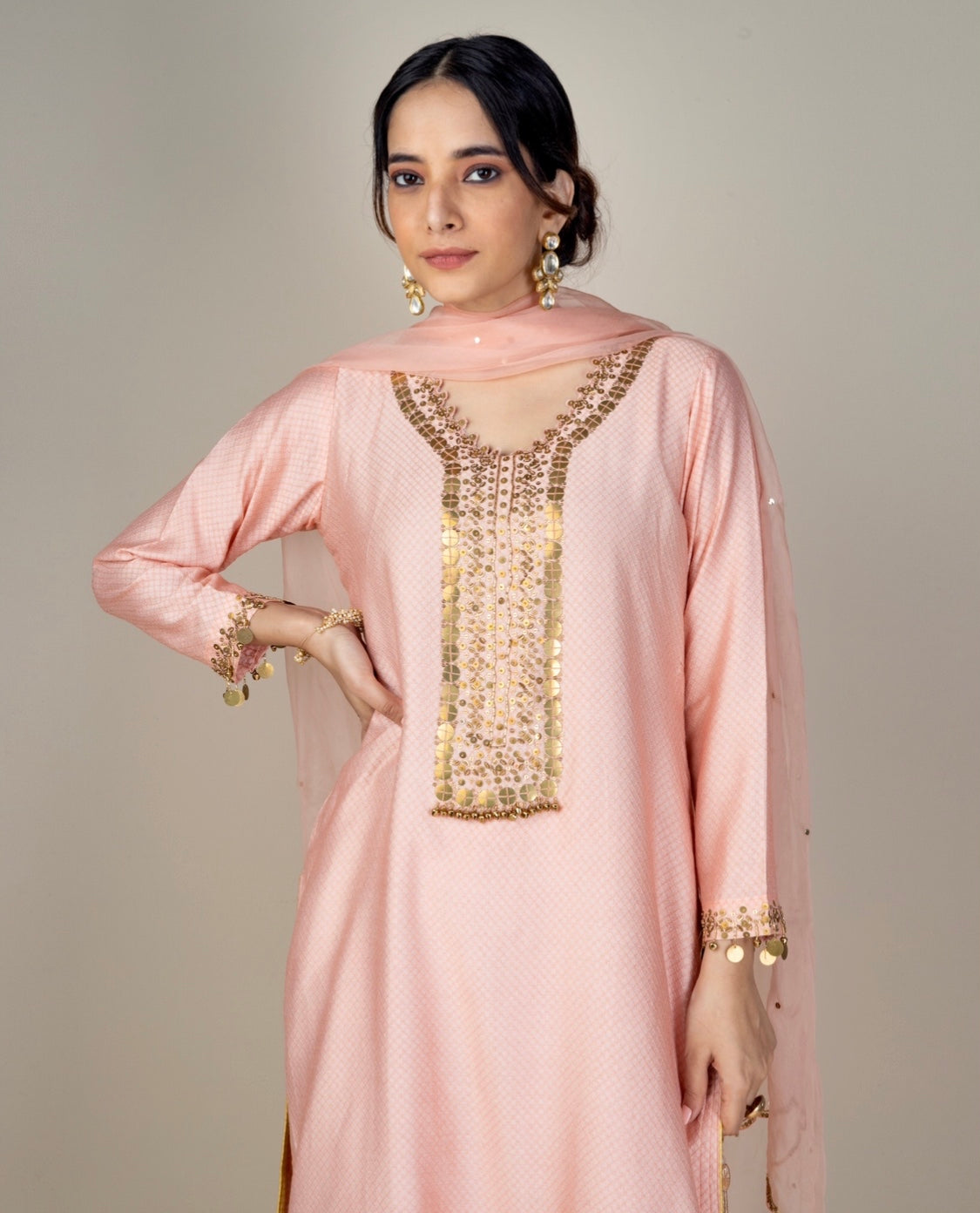 Pastel Pink Chanderi Silk Suit - Siara Women