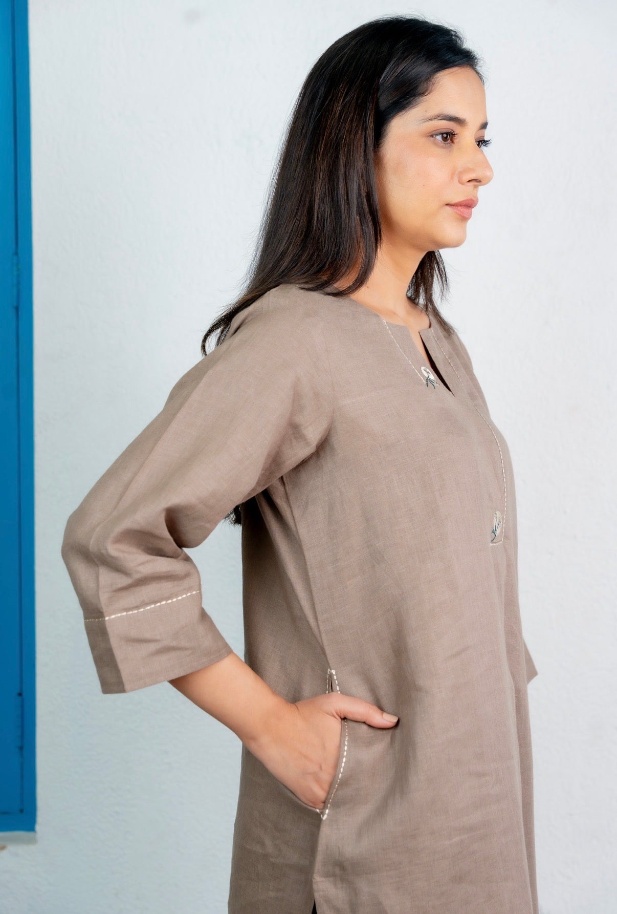 Taupe-Green Linen Pair