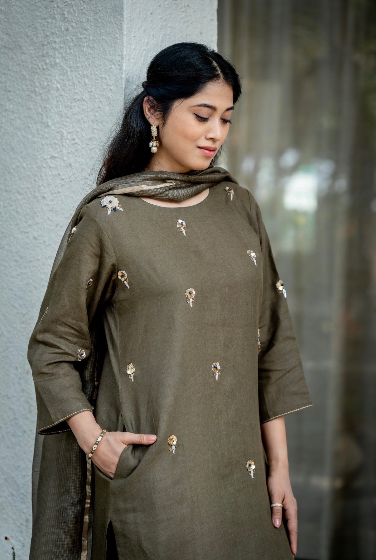 Jade Army Green Linen Set