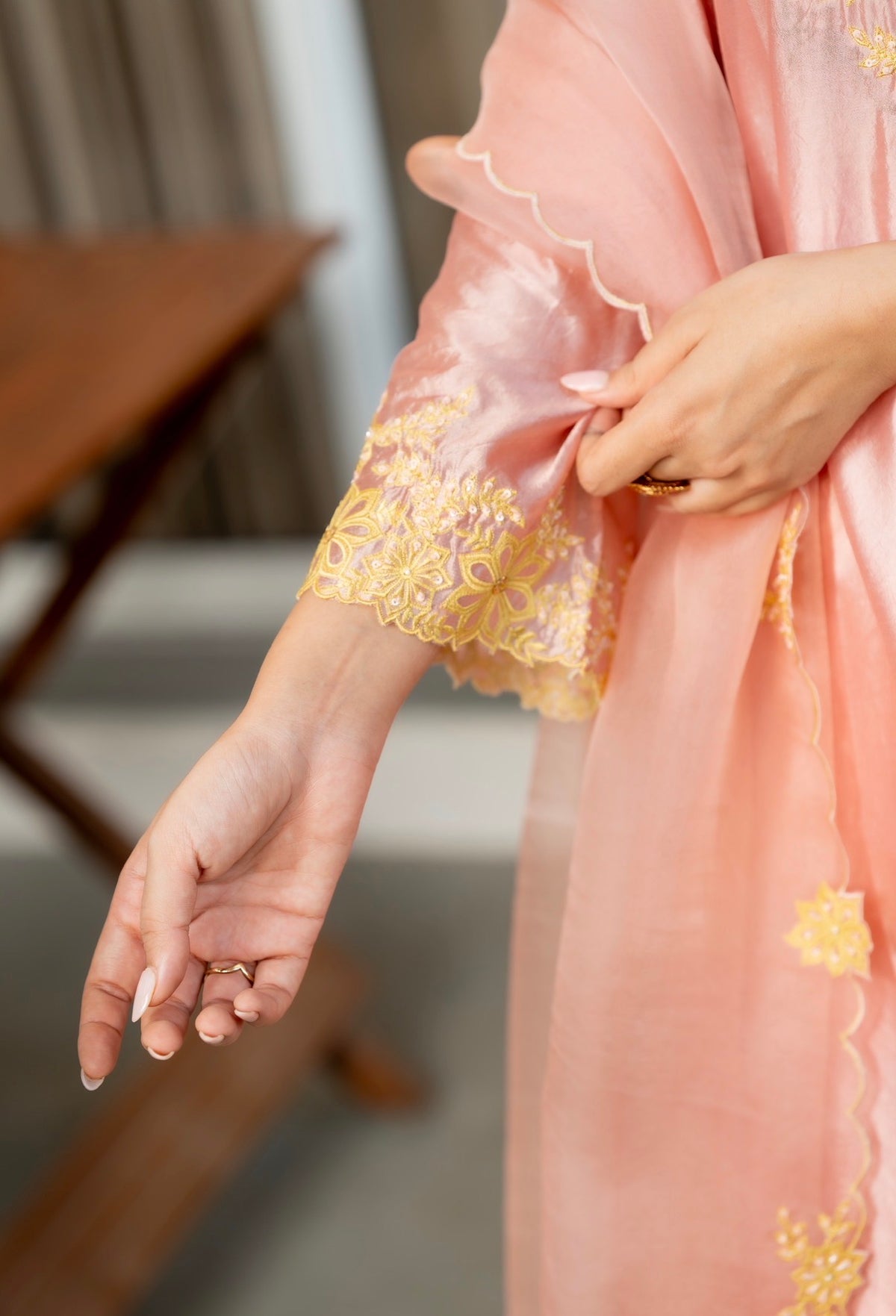 Misty Rose Pink Kora Silk Set