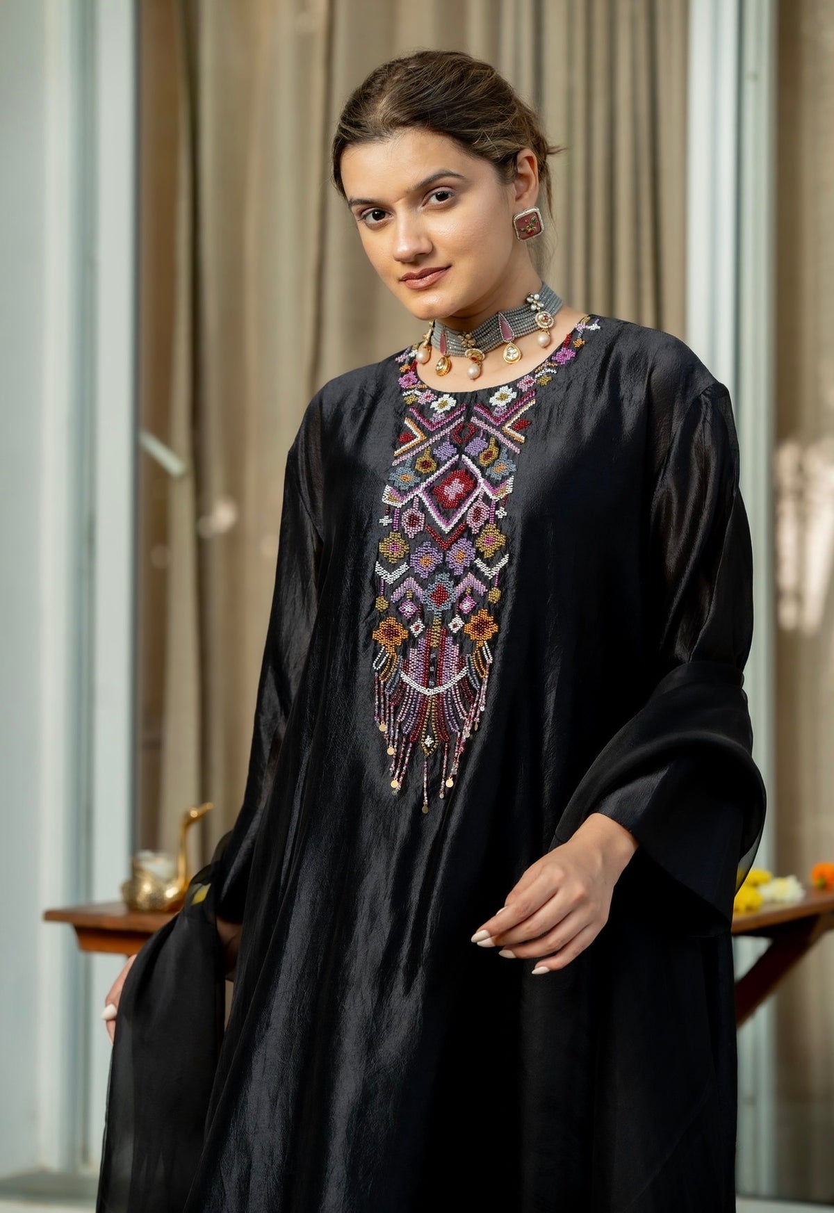 Ebony Black Kora Silk Set