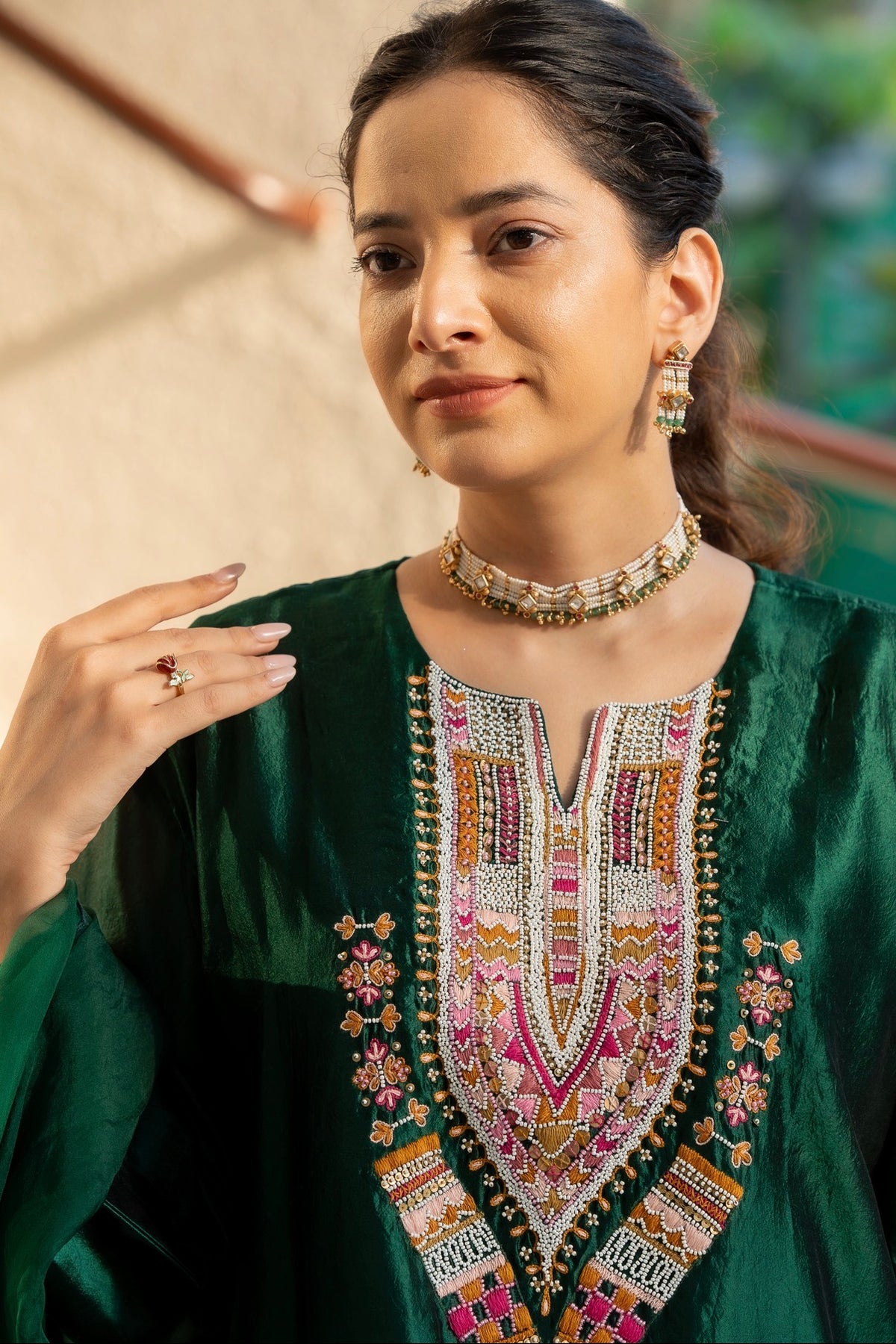 Phthalo Green Kora silk Set