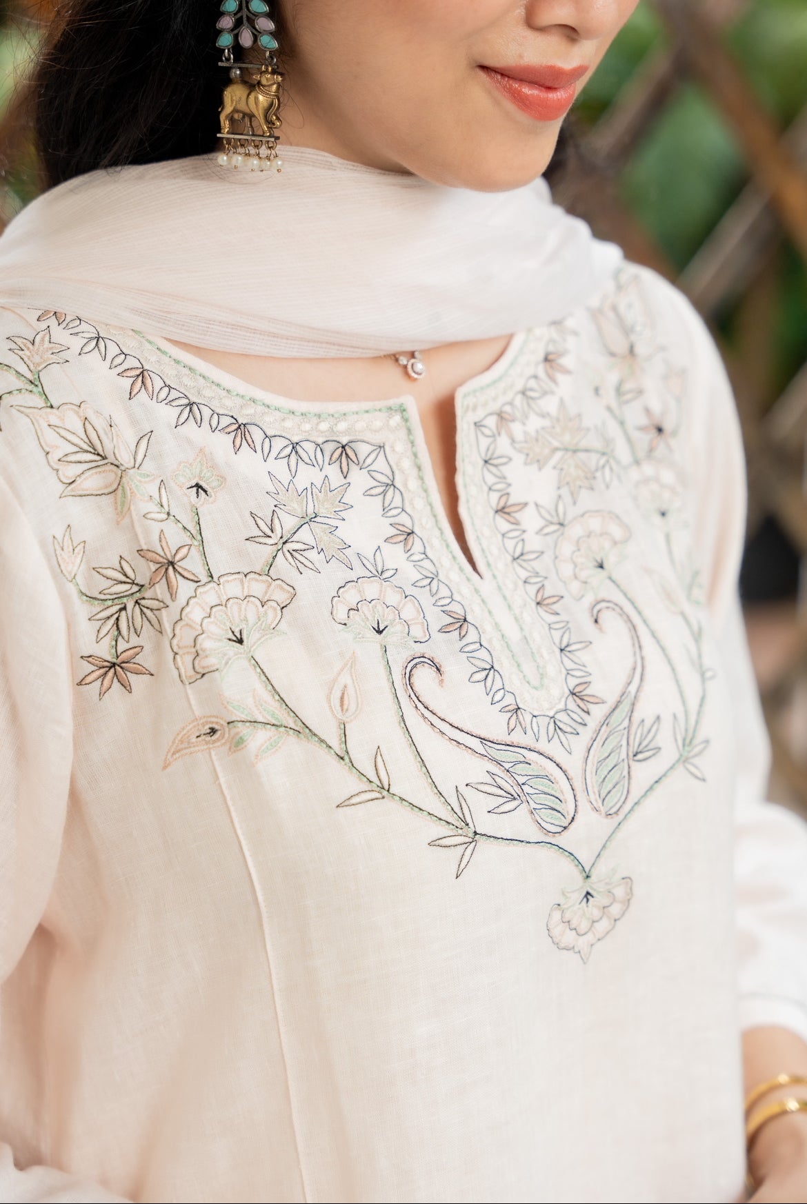 Butter Milk Linen Kurta Set